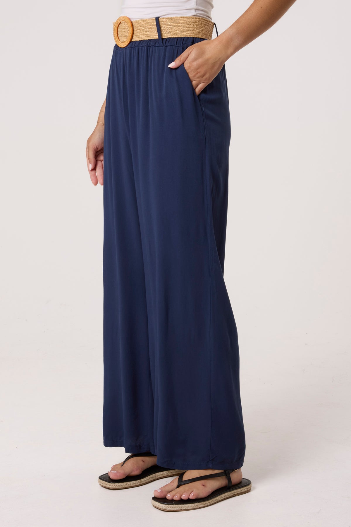 Belted Soft Touch Wide Leg Trouser