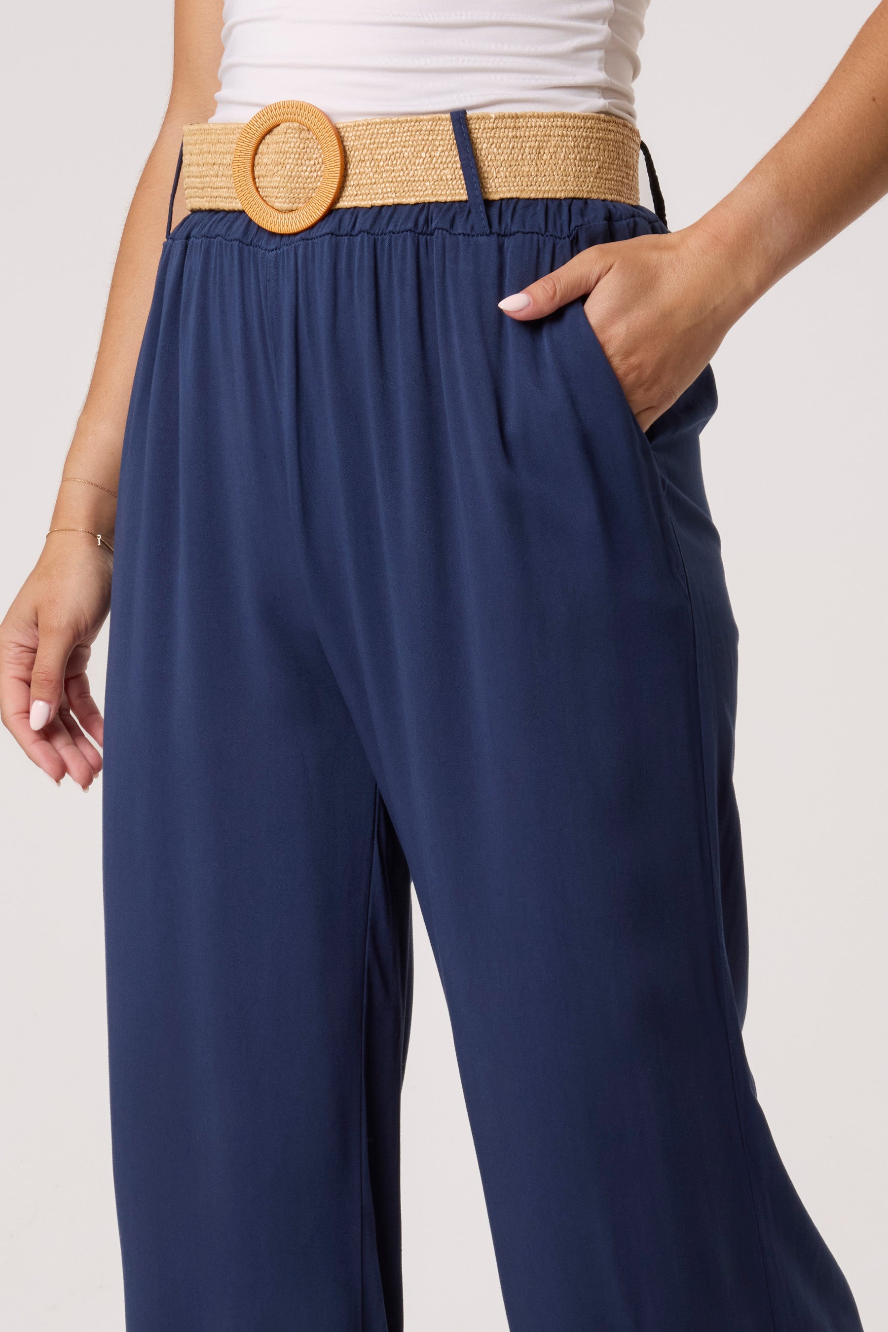 Belted Soft Touch Wide Leg Trouser