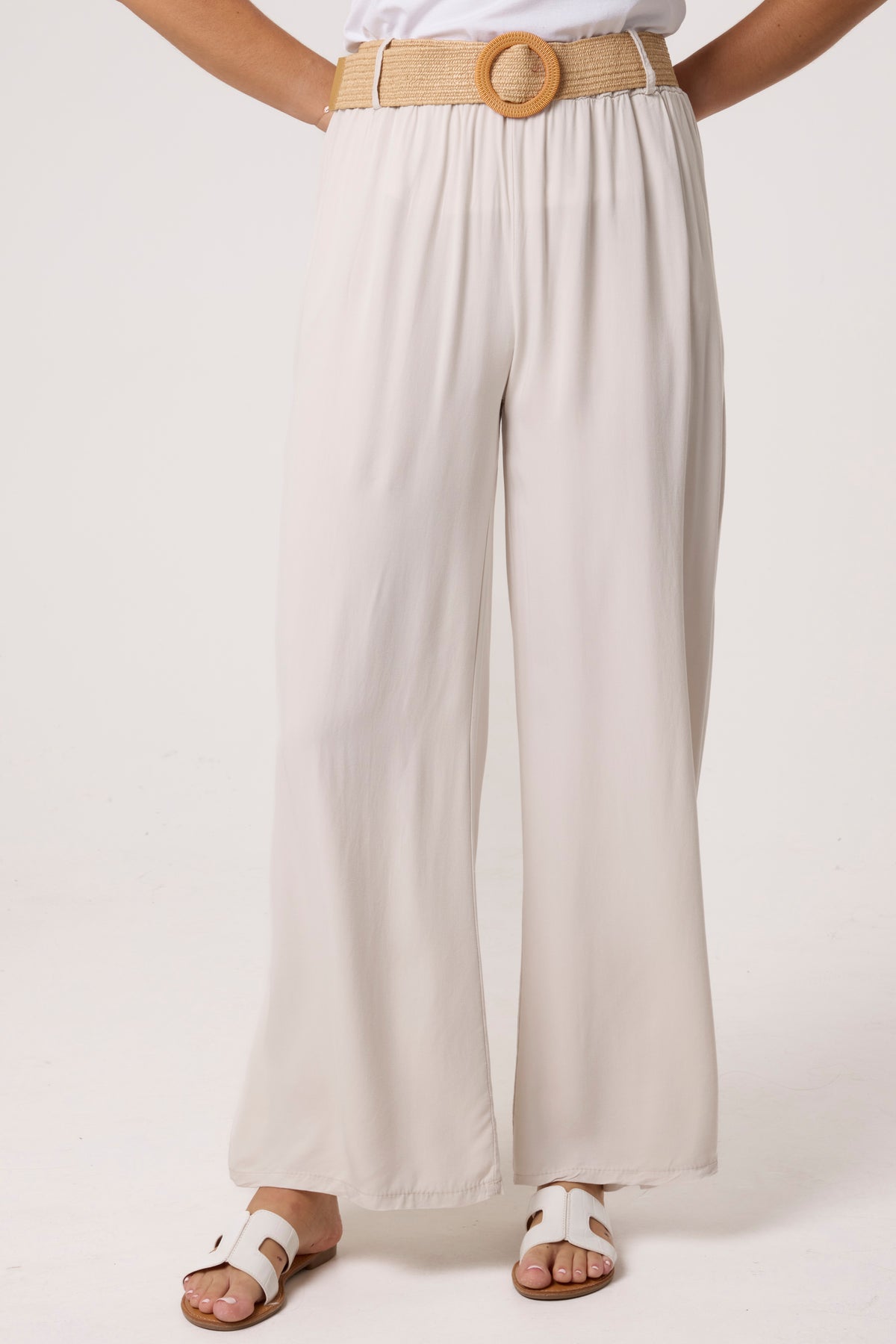 Belted Soft Touch Wide Leg Trouser