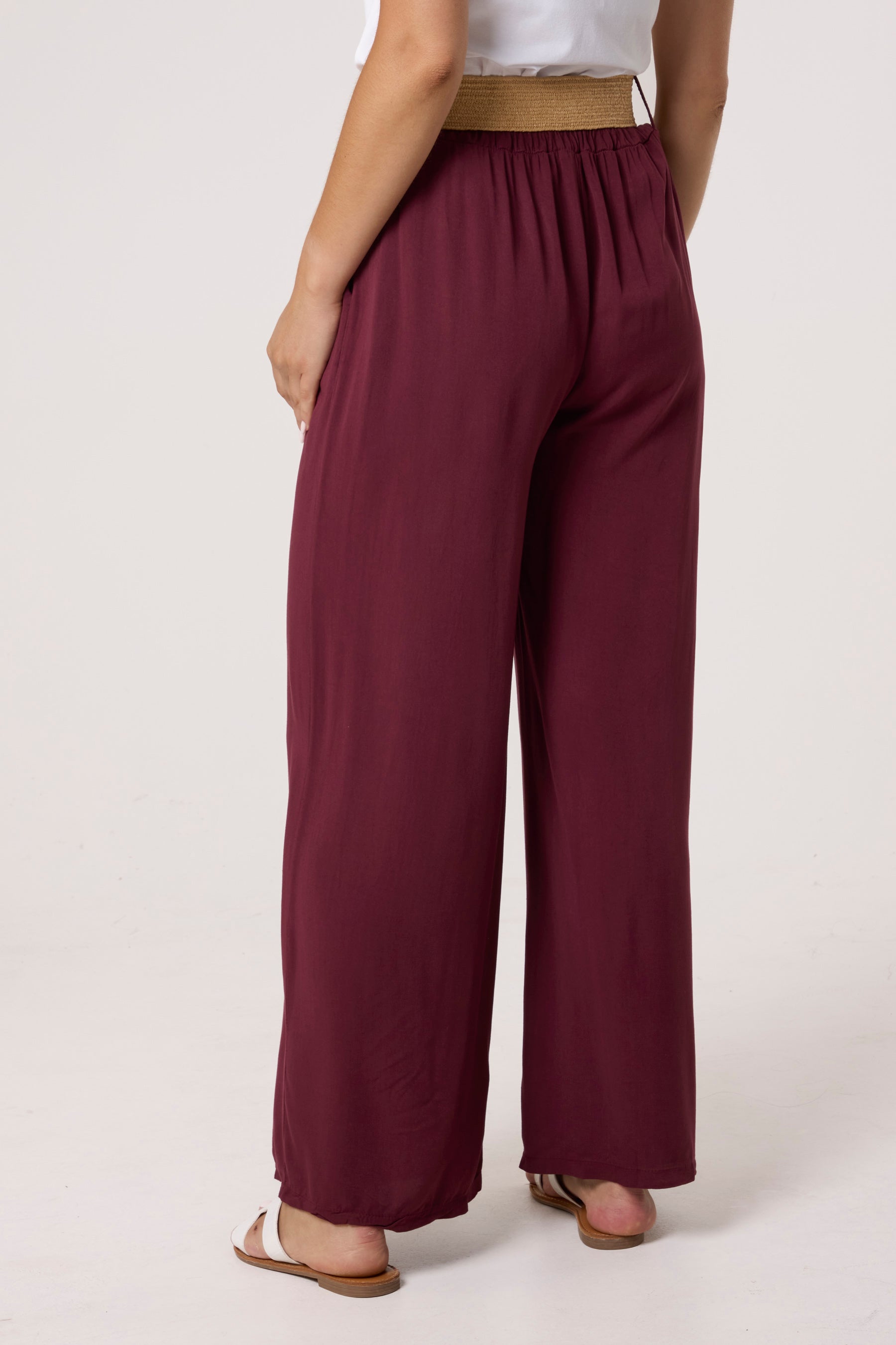 Belted Soft Touch Wide Leg Trouser