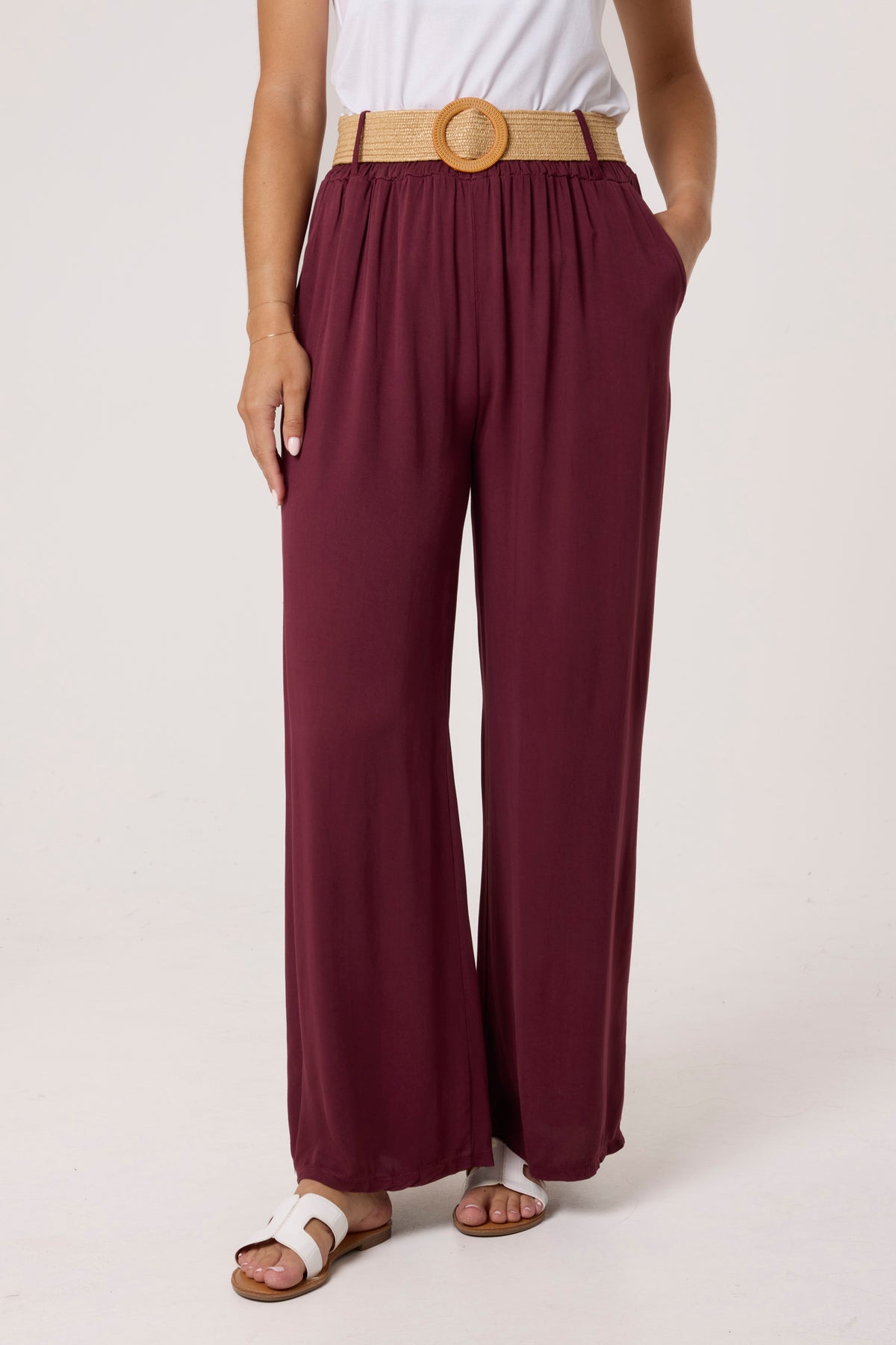 Belted Soft Touch Wide Leg Trouser