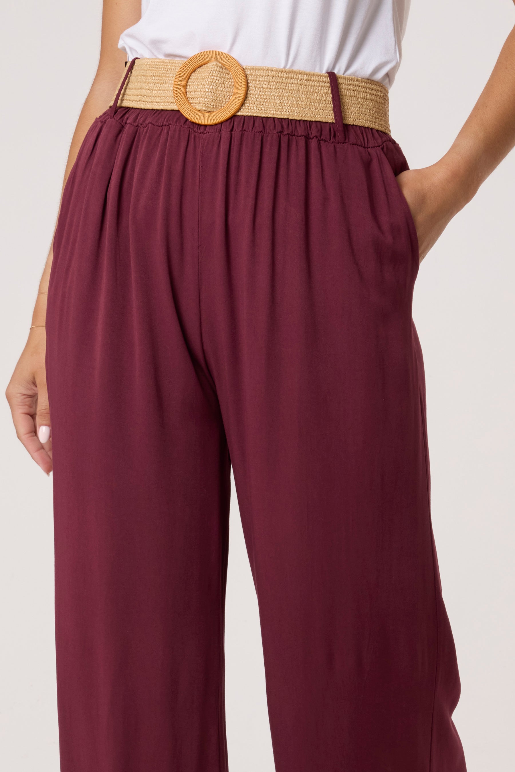 Belted Soft Touch Wide Leg Trouser