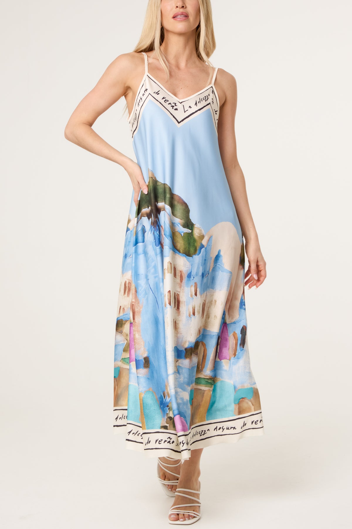 Cami Border Print Swing Dress