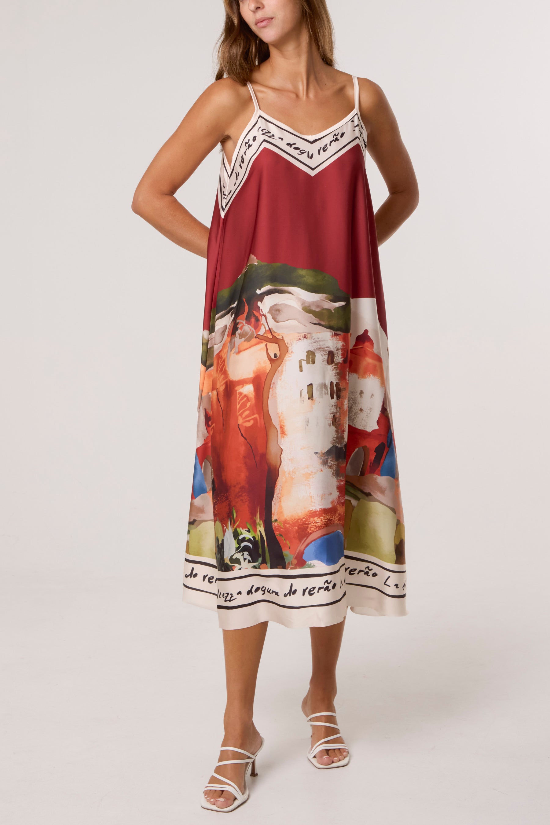 Cami Border Print Swing Dress