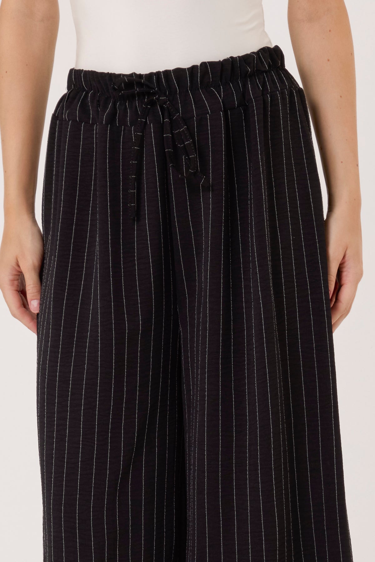 Pinstripe Wide Leg Trousers