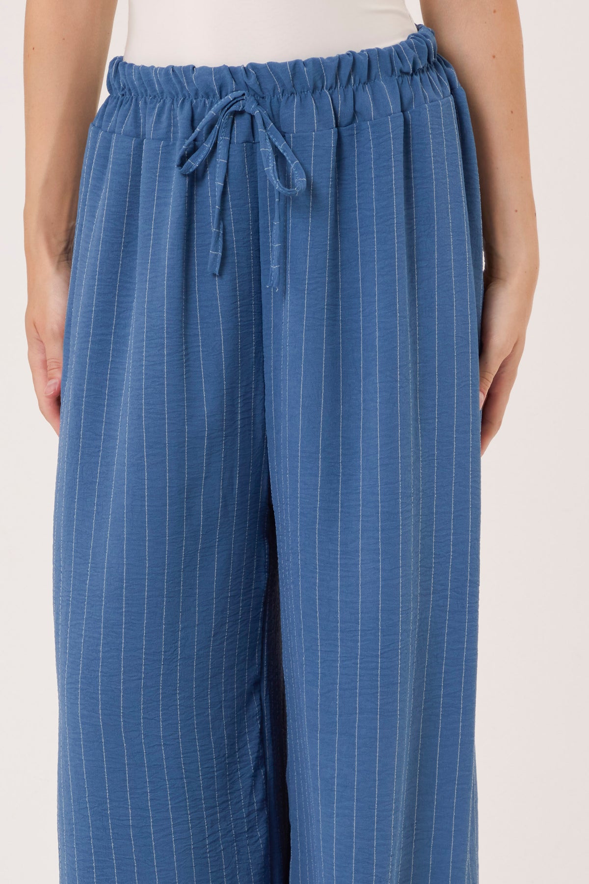 Pinstripe Wide Leg Trousers