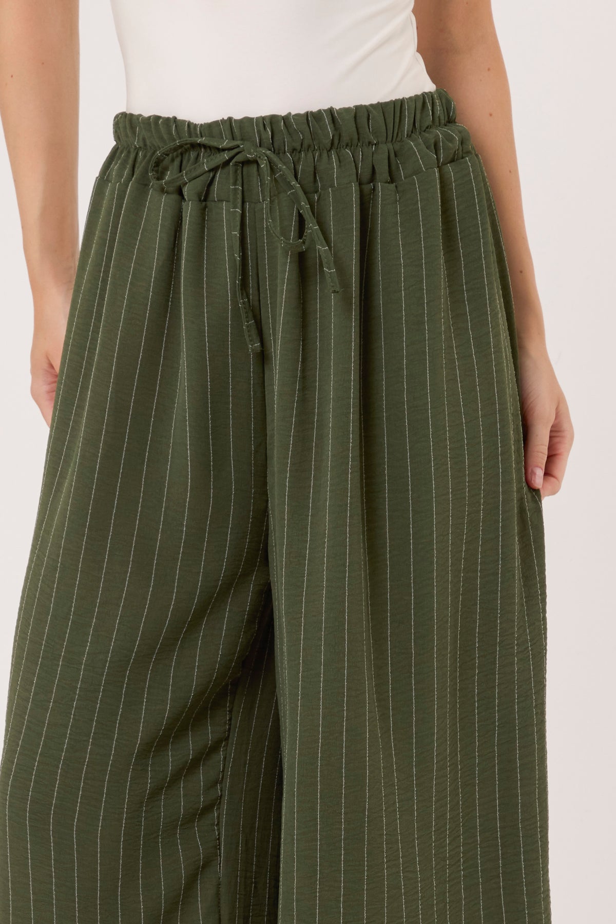 Pinstripe Wide Leg Trousers