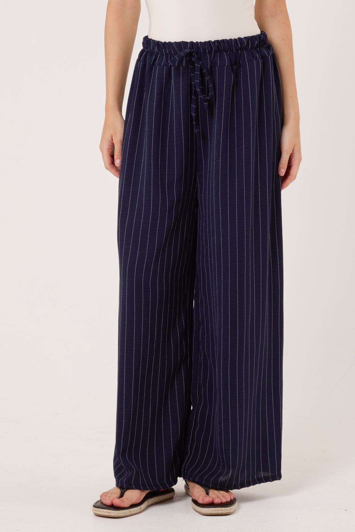 Pinstripe Wide Leg Trousers