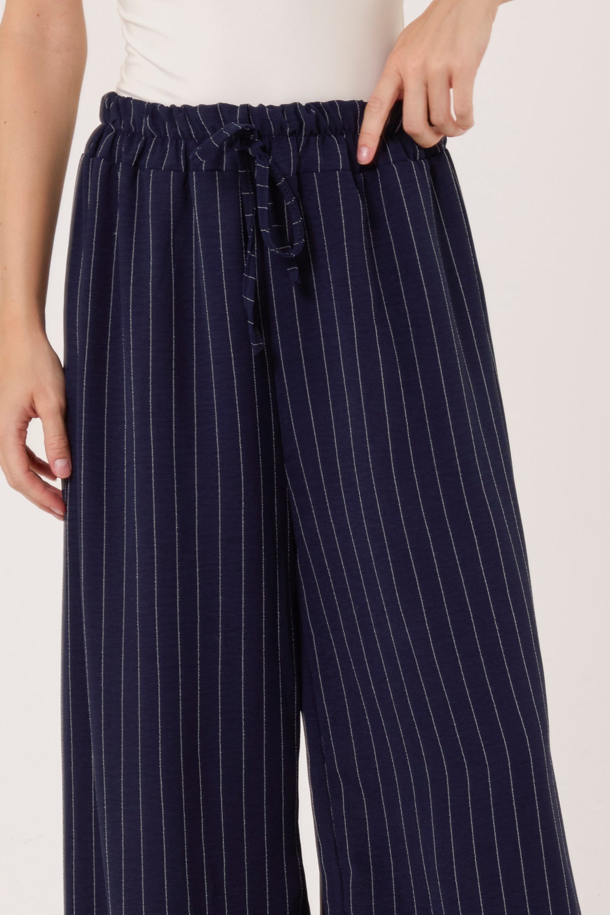 Pinstripe Wide Leg Trousers