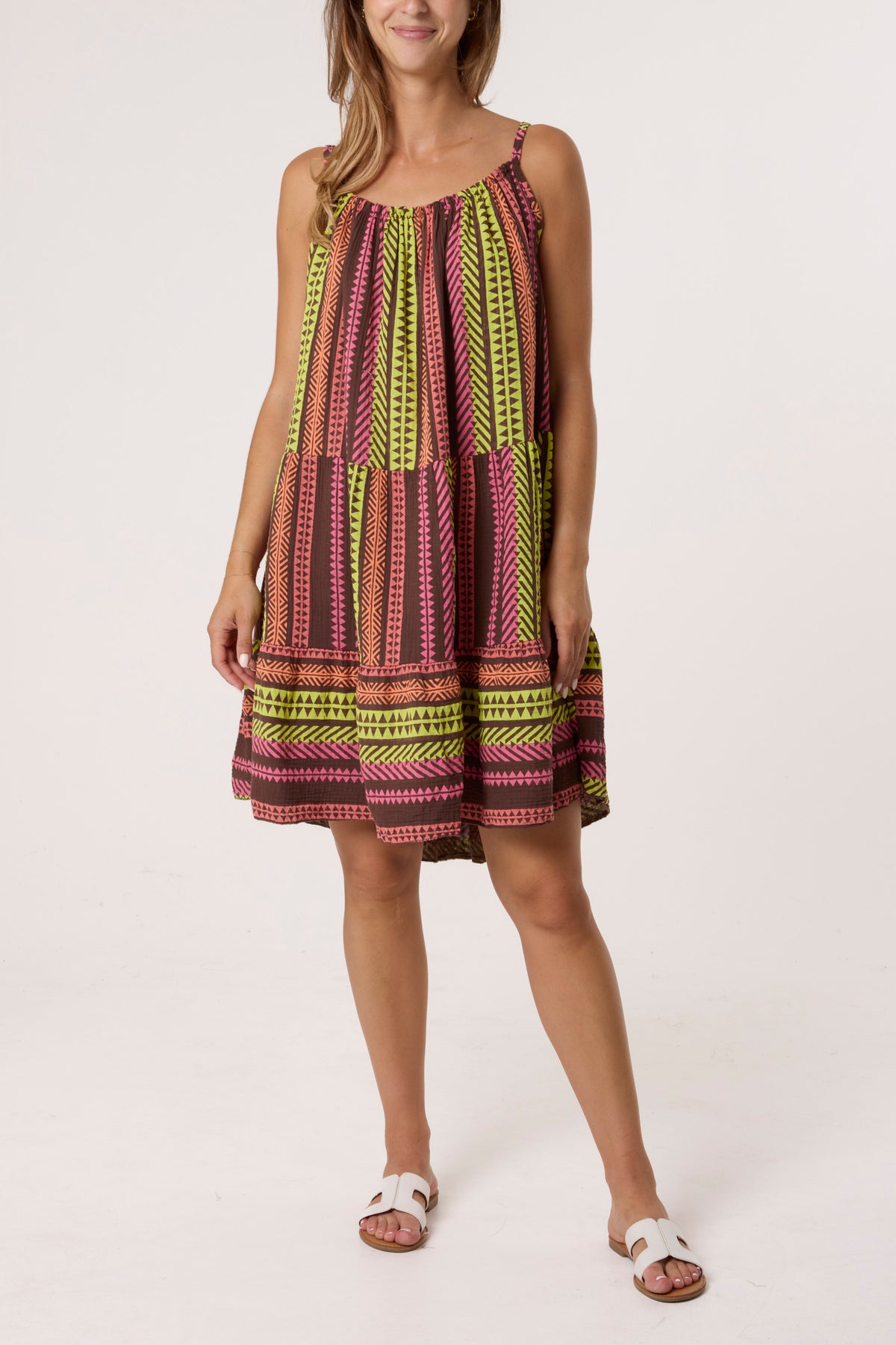 Aztec Cheesecloth Cami Mini Dress