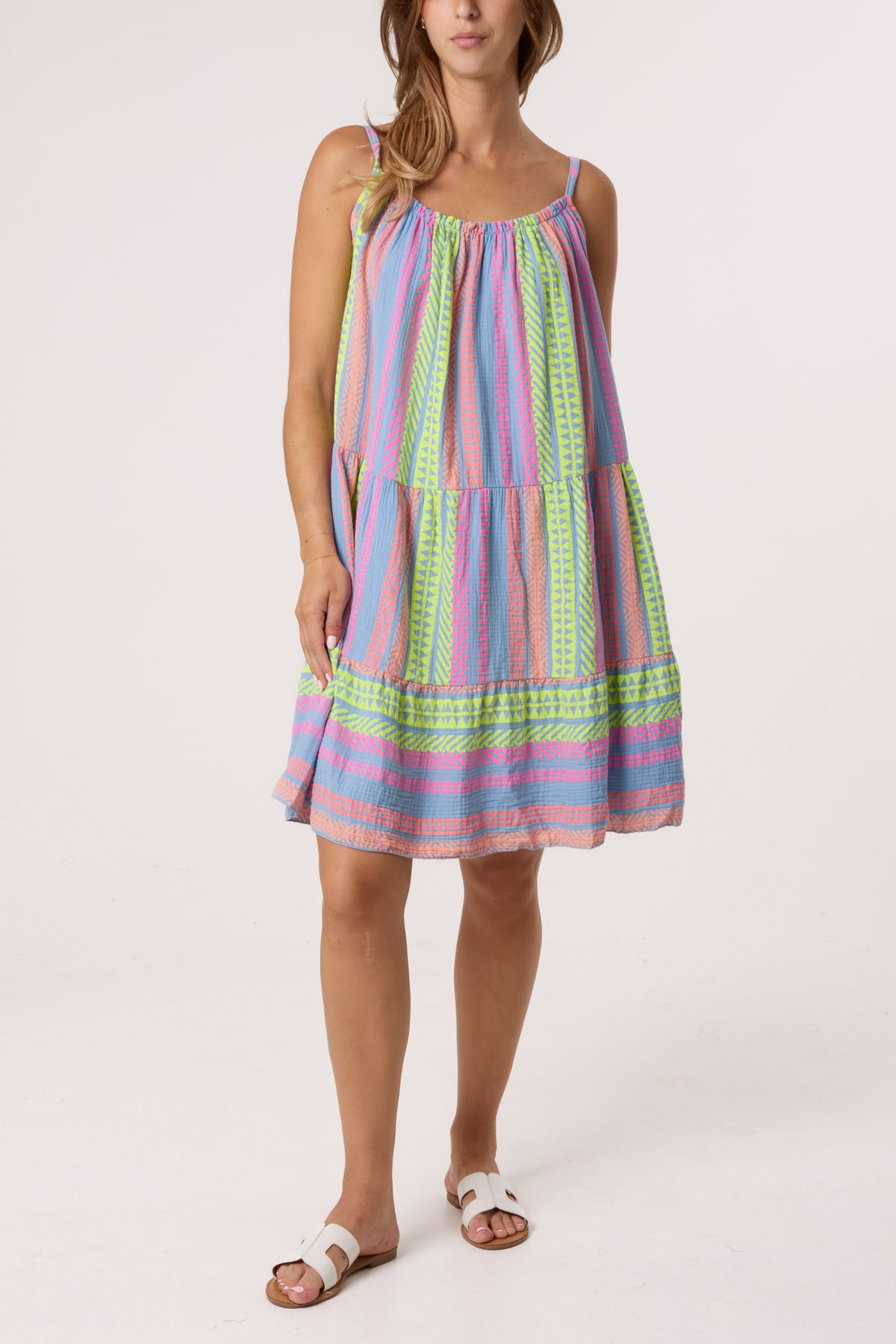 Aztec Cheesecloth Cami Mini Dress