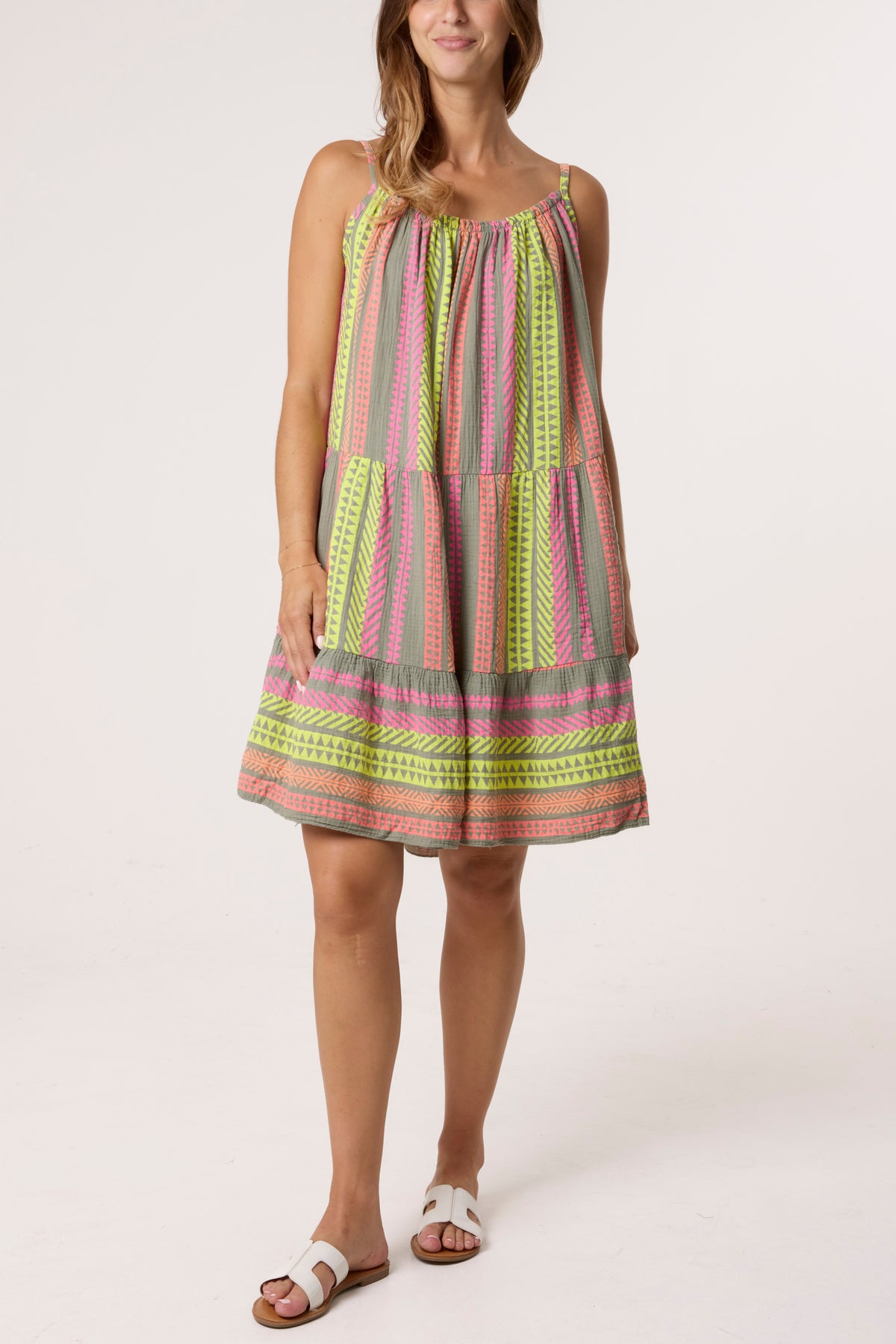 Aztec Cheesecloth Cami Mini Dress