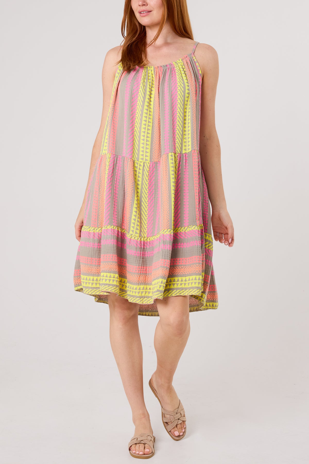 Aztec Cheesecloth Cami Mini Dress