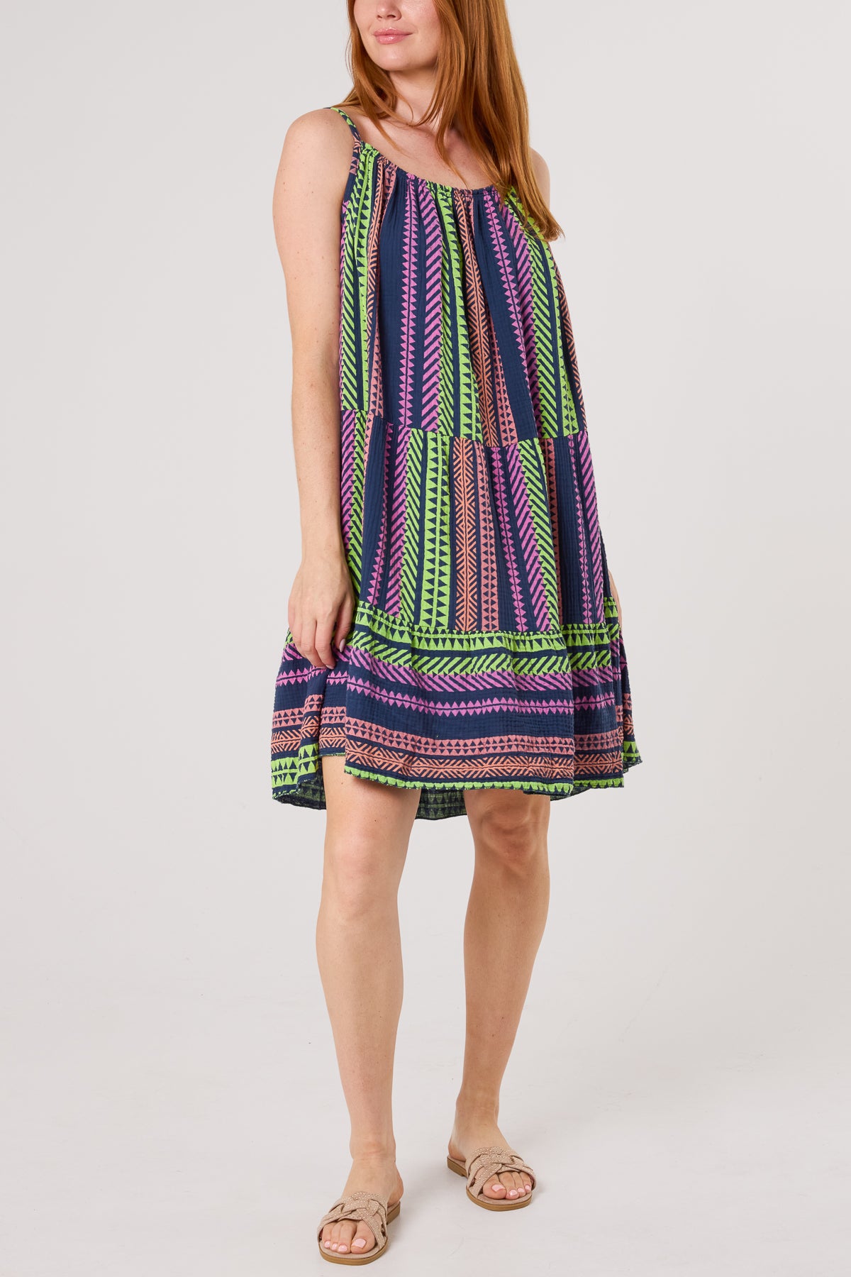 Aztec Cheesecloth Cami Mini Dress