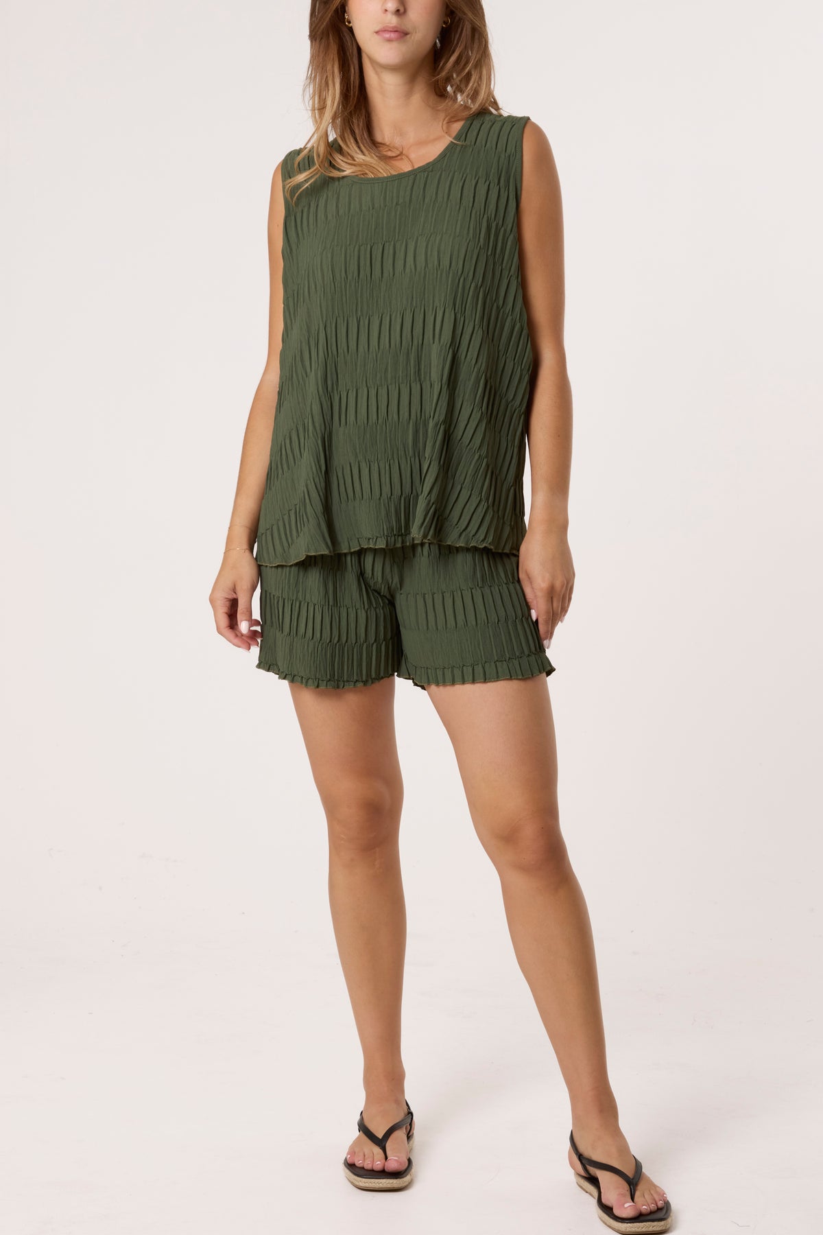 Crinkle Sleeveless Top & Shorts Co-Ord