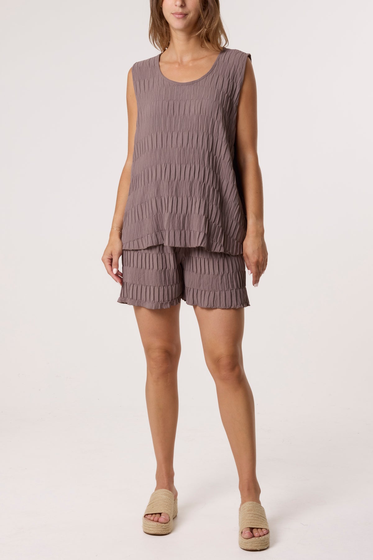 Crinkle Sleeveless Top & Shorts Co-Ord