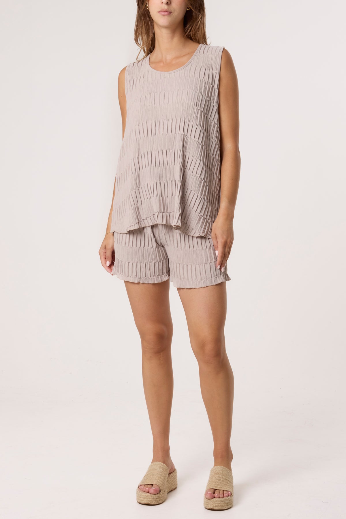 Crinkle Sleeveless Top & Shorts Co-Ord