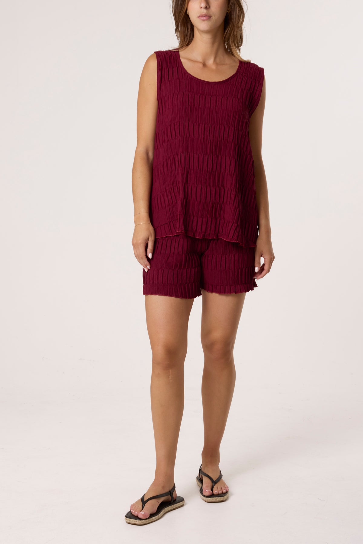 Crinkle Sleeveless Top & Shorts Co-Ord