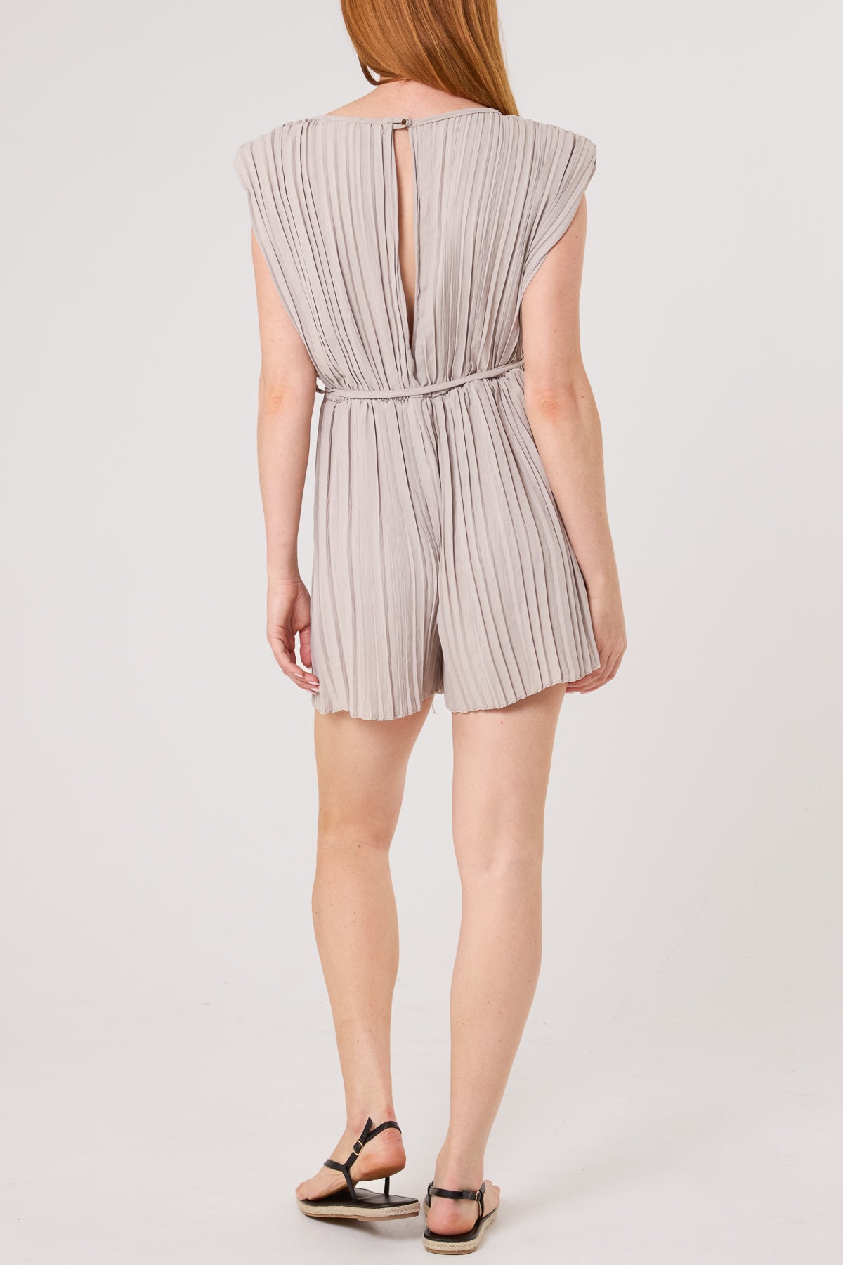 Shoulder Pad Pleated Playsuit