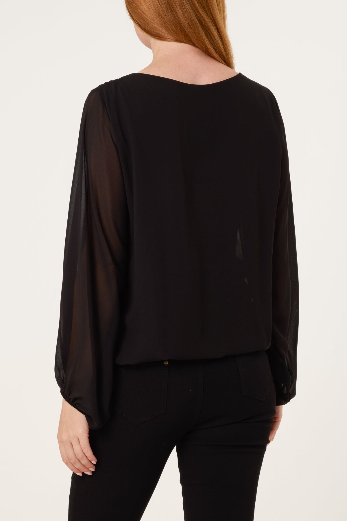 Scoop Neck Bubble Hem Blouse