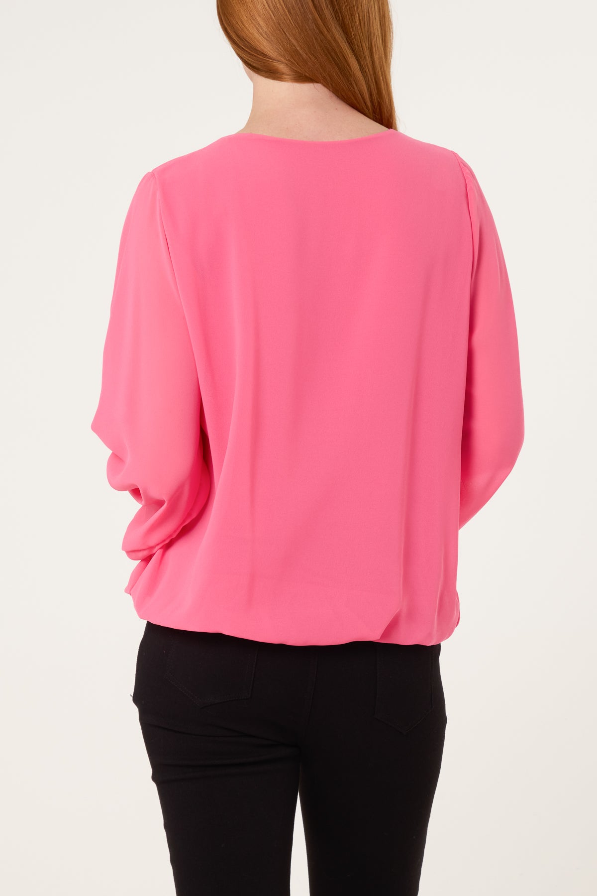Scoop Neck Bubble Hem Blouse