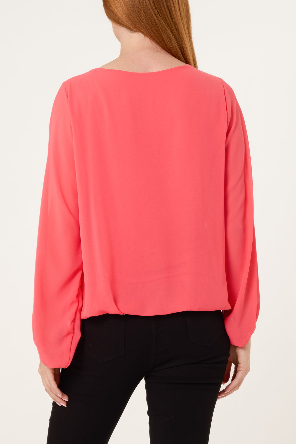 Scoop Neck Bubble Hem Blouse