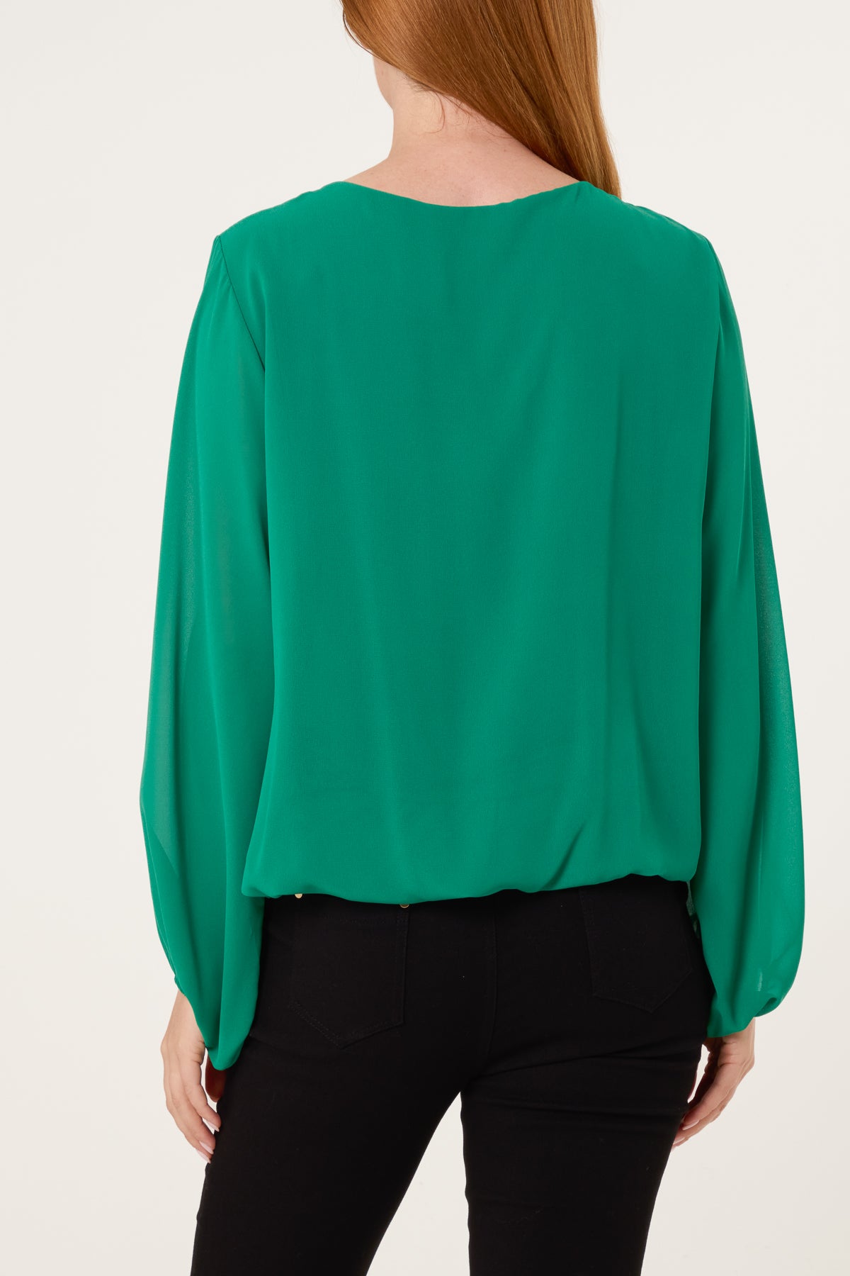 Scoop Neck Bubble Hem Blouse