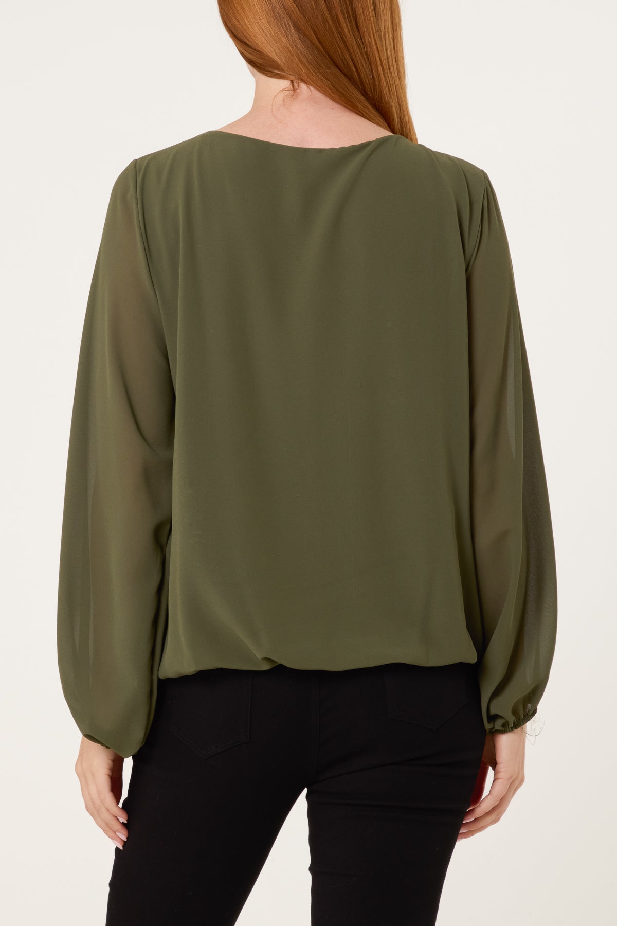 Scoop Neck Bubble Hem Blouse