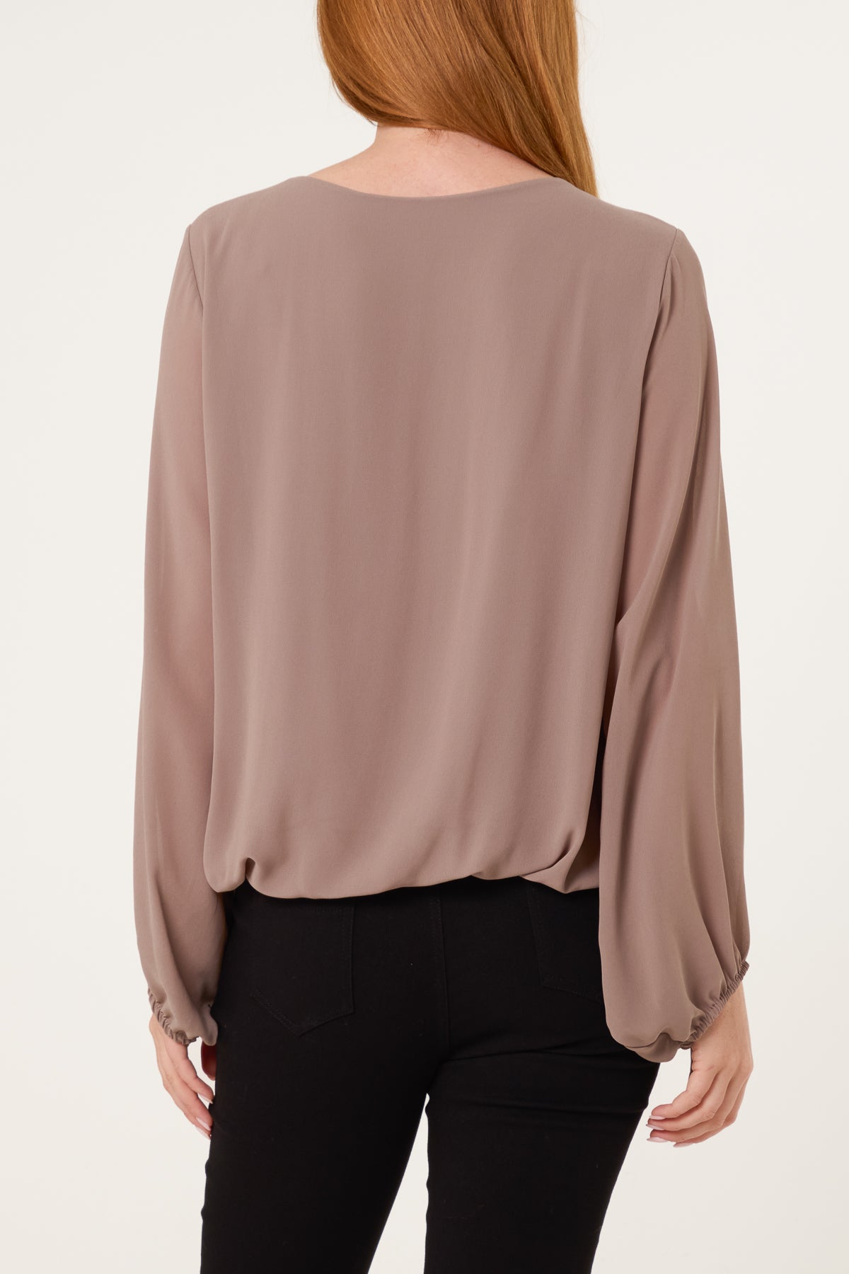 Scoop Neck Bubble Hem Blouse