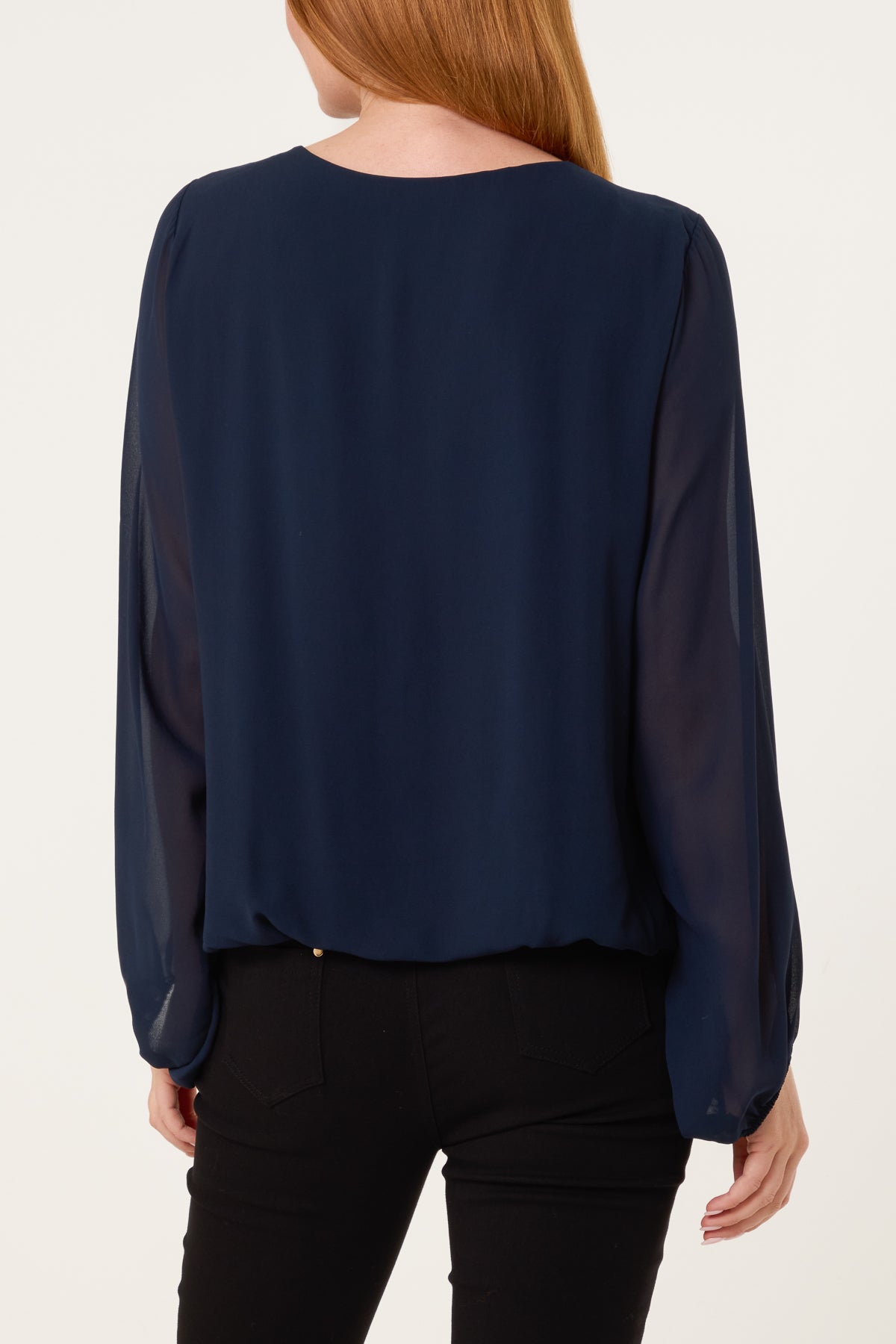 Scoop Neck Bubble Hem Blouse