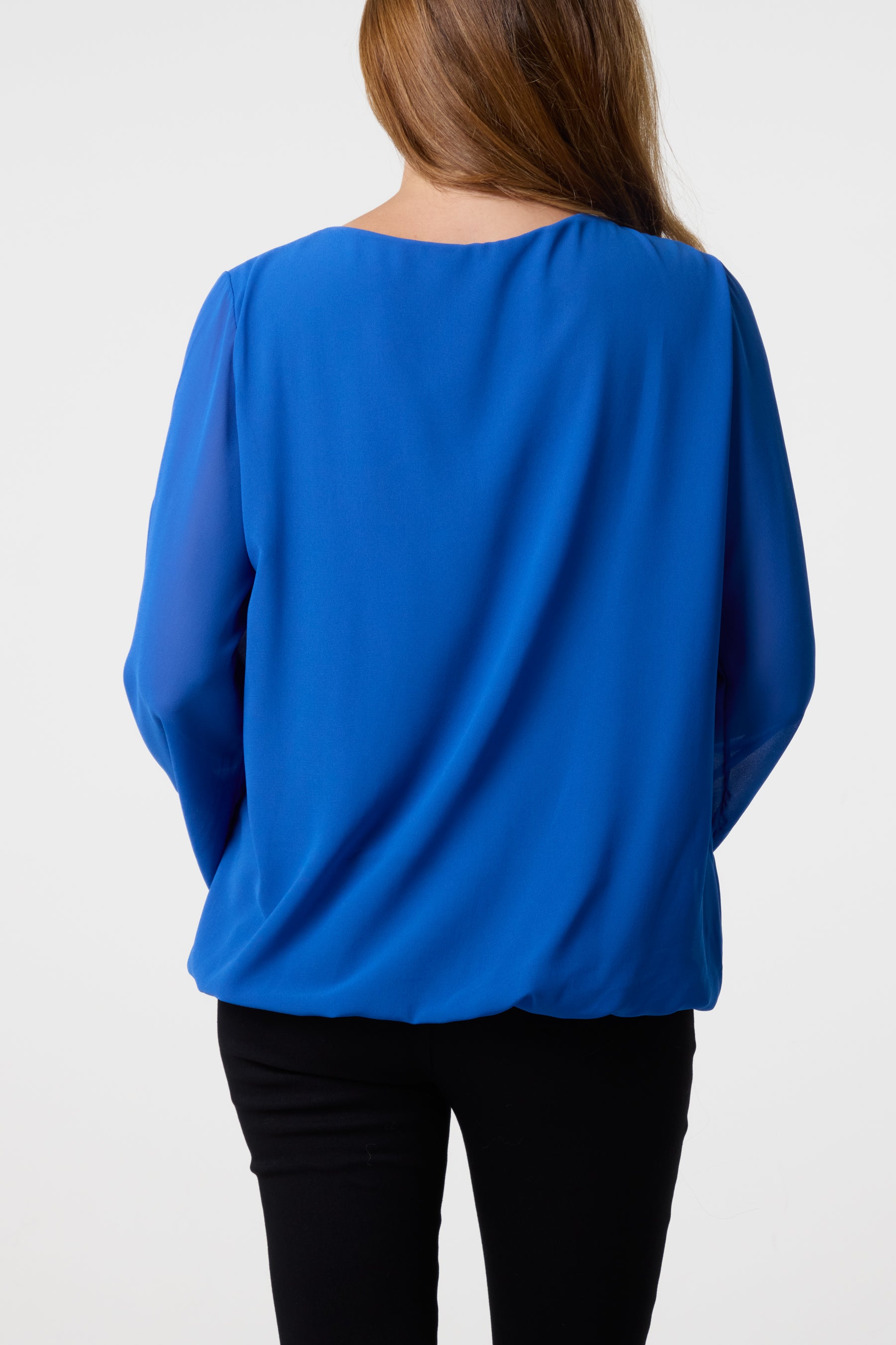 Scoop Neck Bubble Hem Blouse