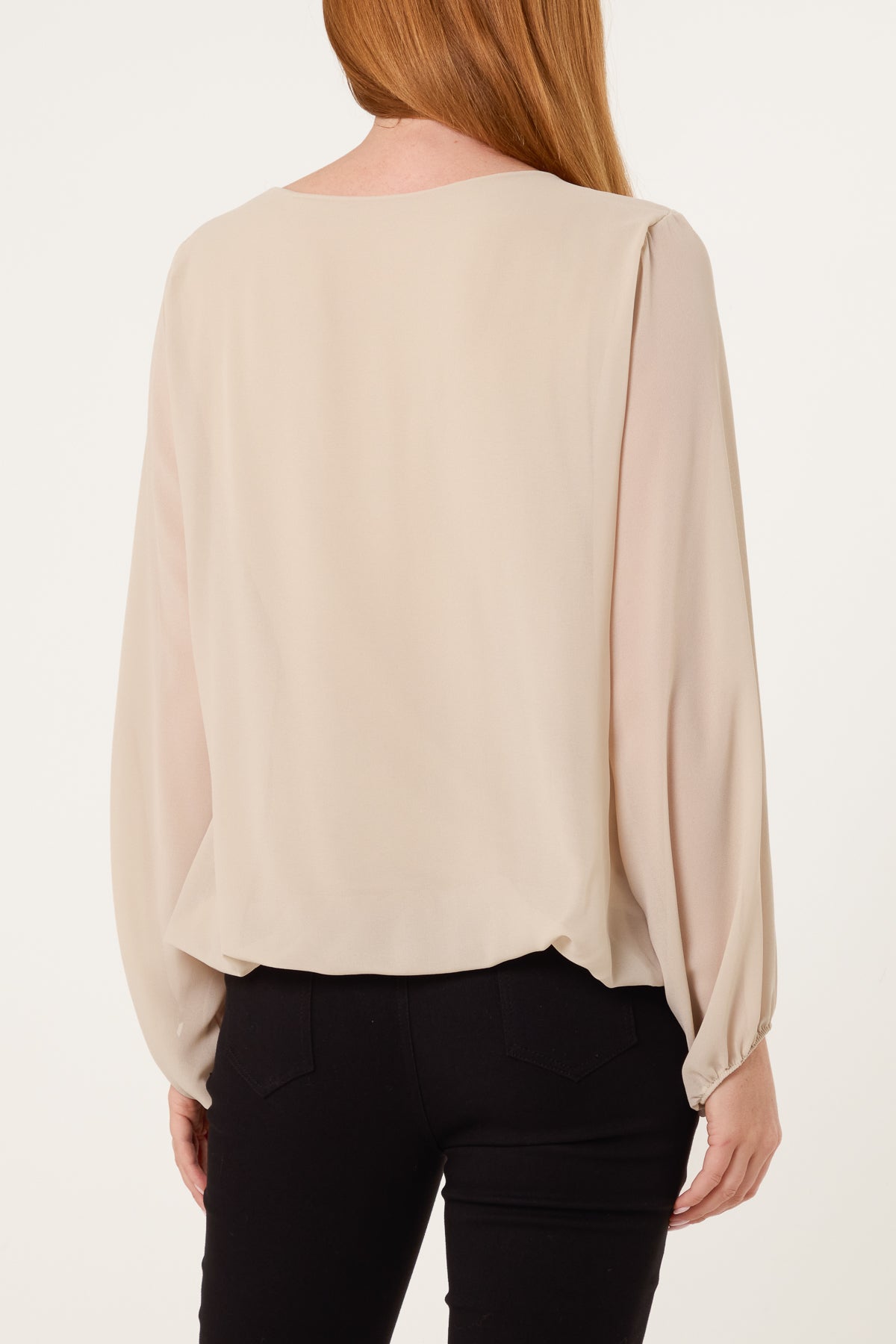 Scoop Neck Bubble Hem Blouse