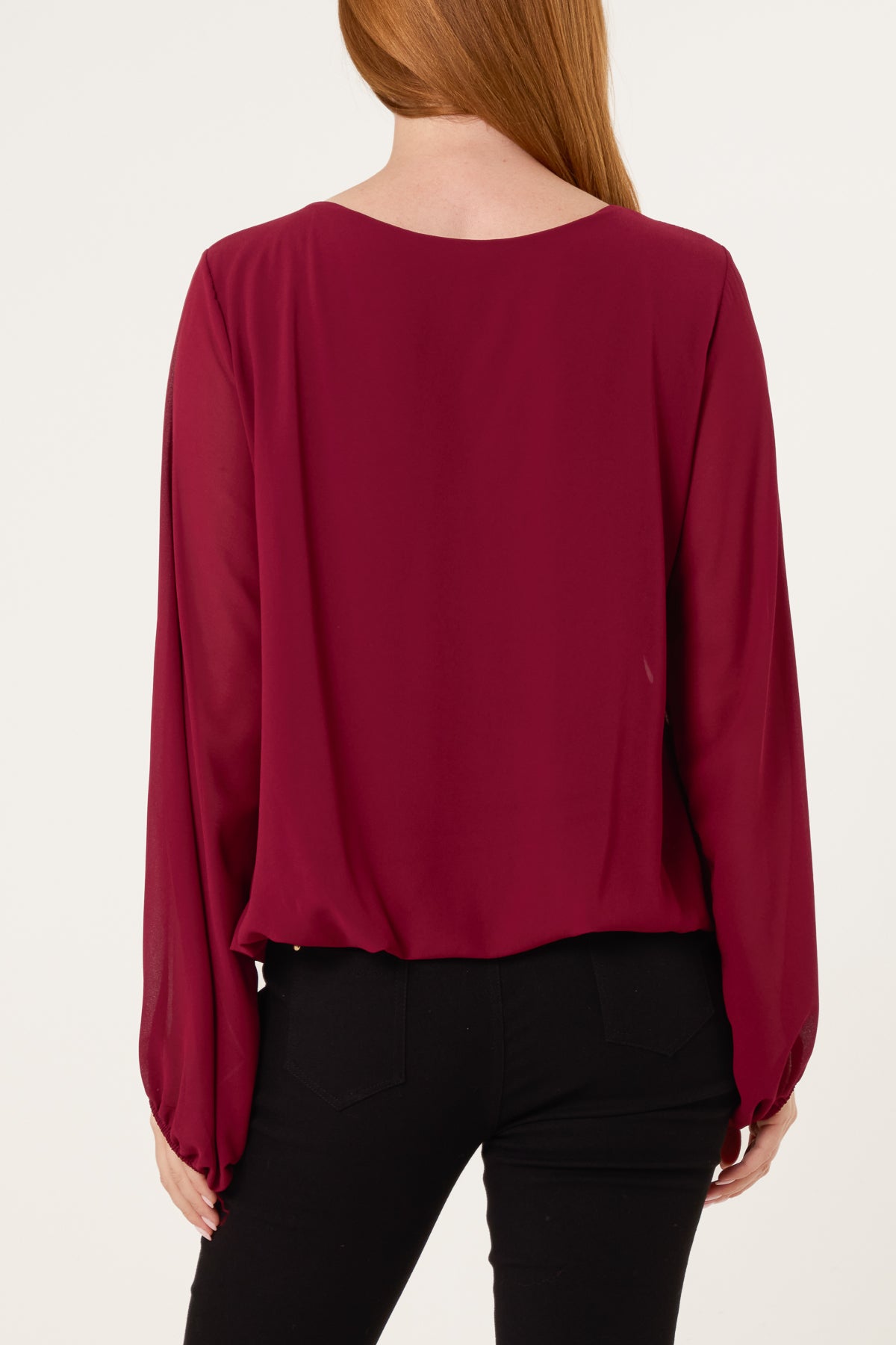 Scoop Neck Bubble Hem Blouse