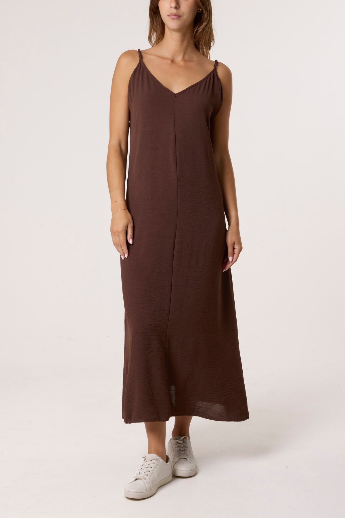 V-Neck Midi Strappy Dress