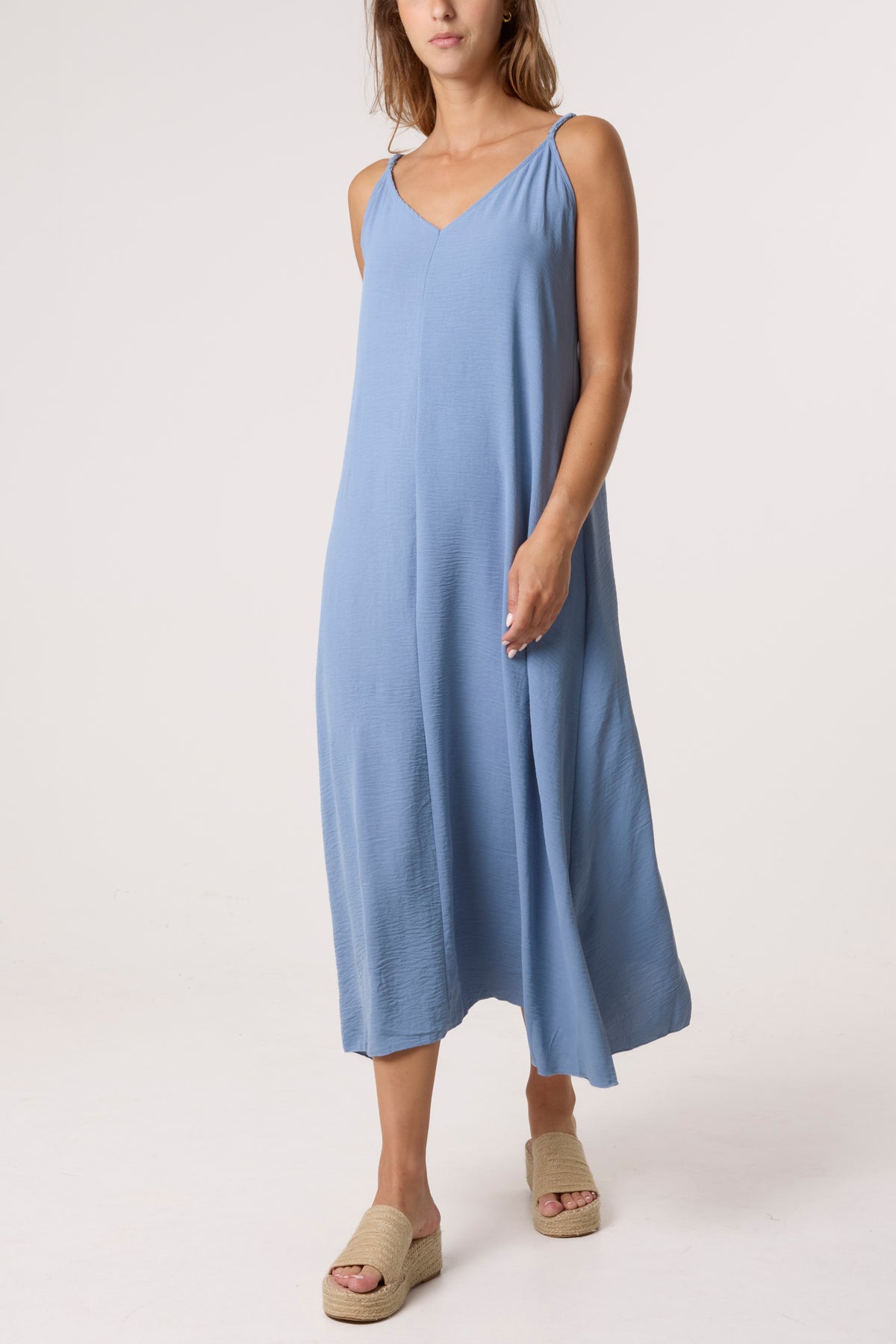 V-Neck Midi Strappy Dress