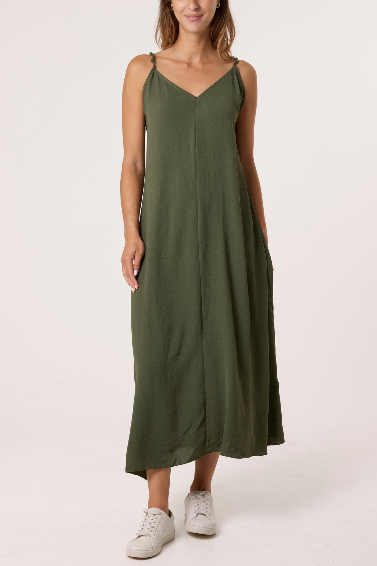 V-Neck Midi Strappy Dress
