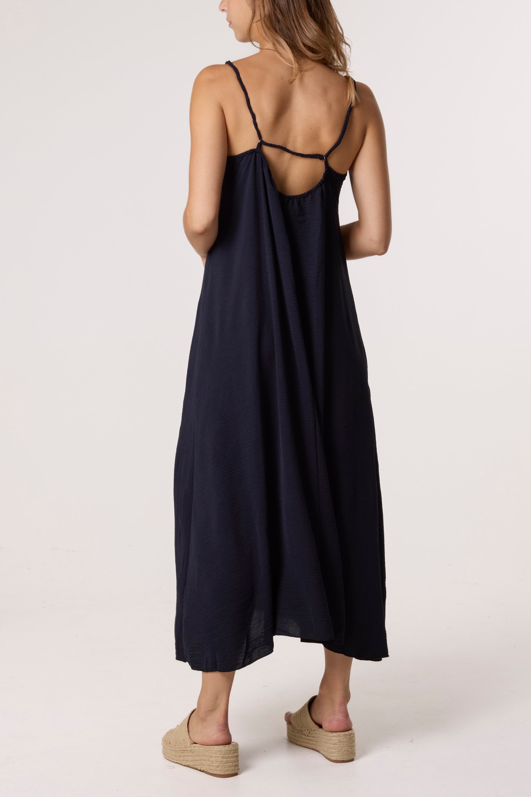 V-Neck Midi Strappy Dress