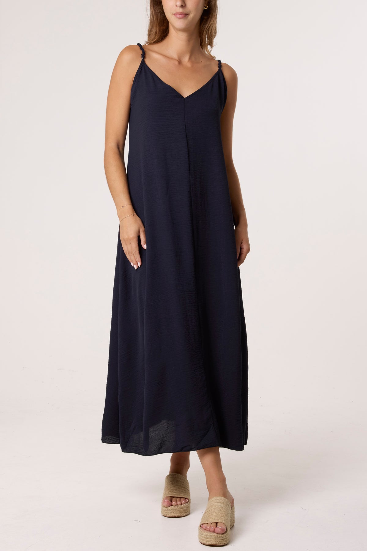 V-Neck Midi Strappy Dress