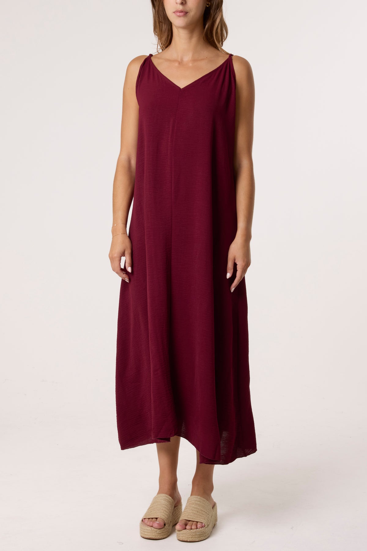 V-Neck Midi Strappy Dress