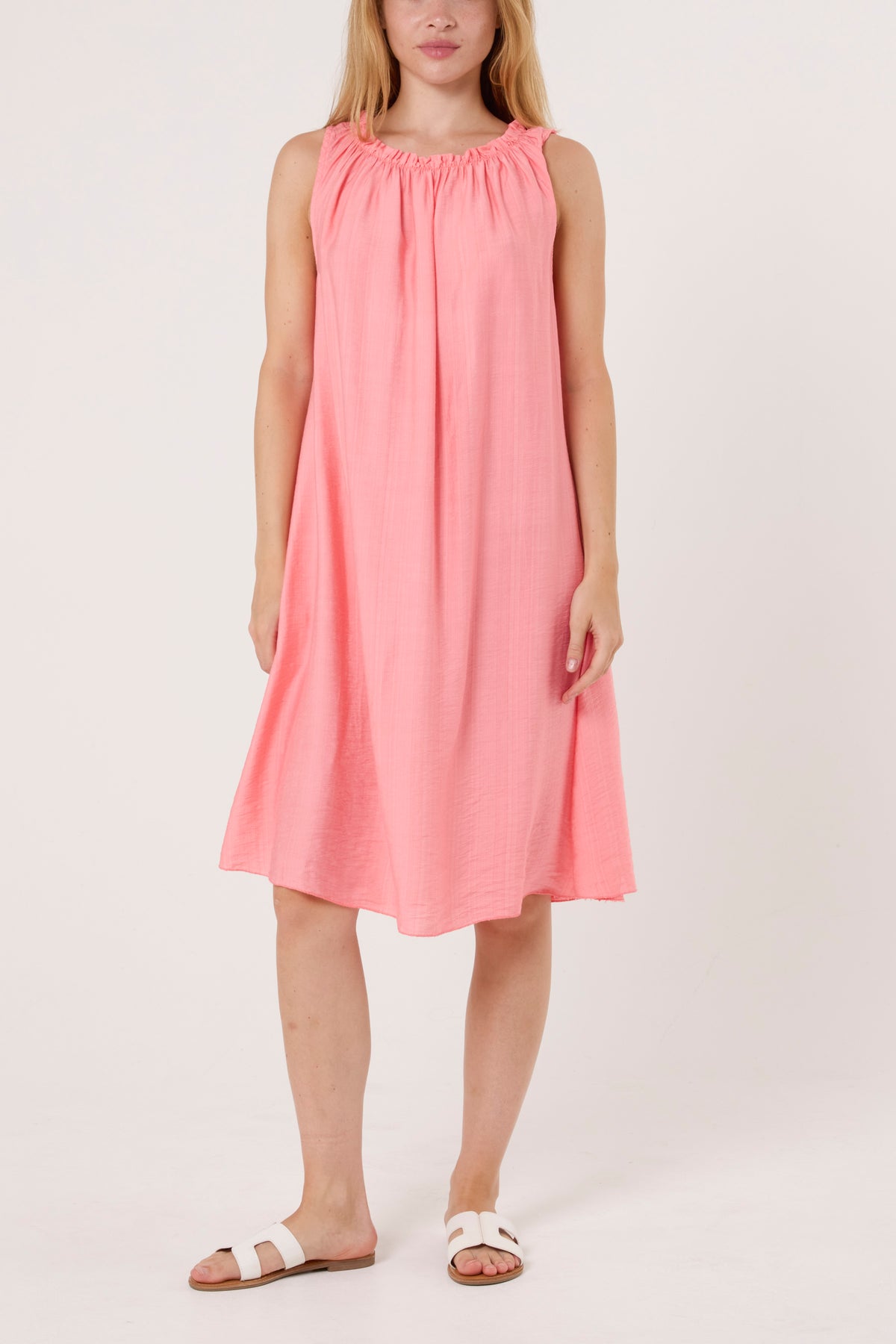 Frill Neck Detail Sleeveless Mini Dress
