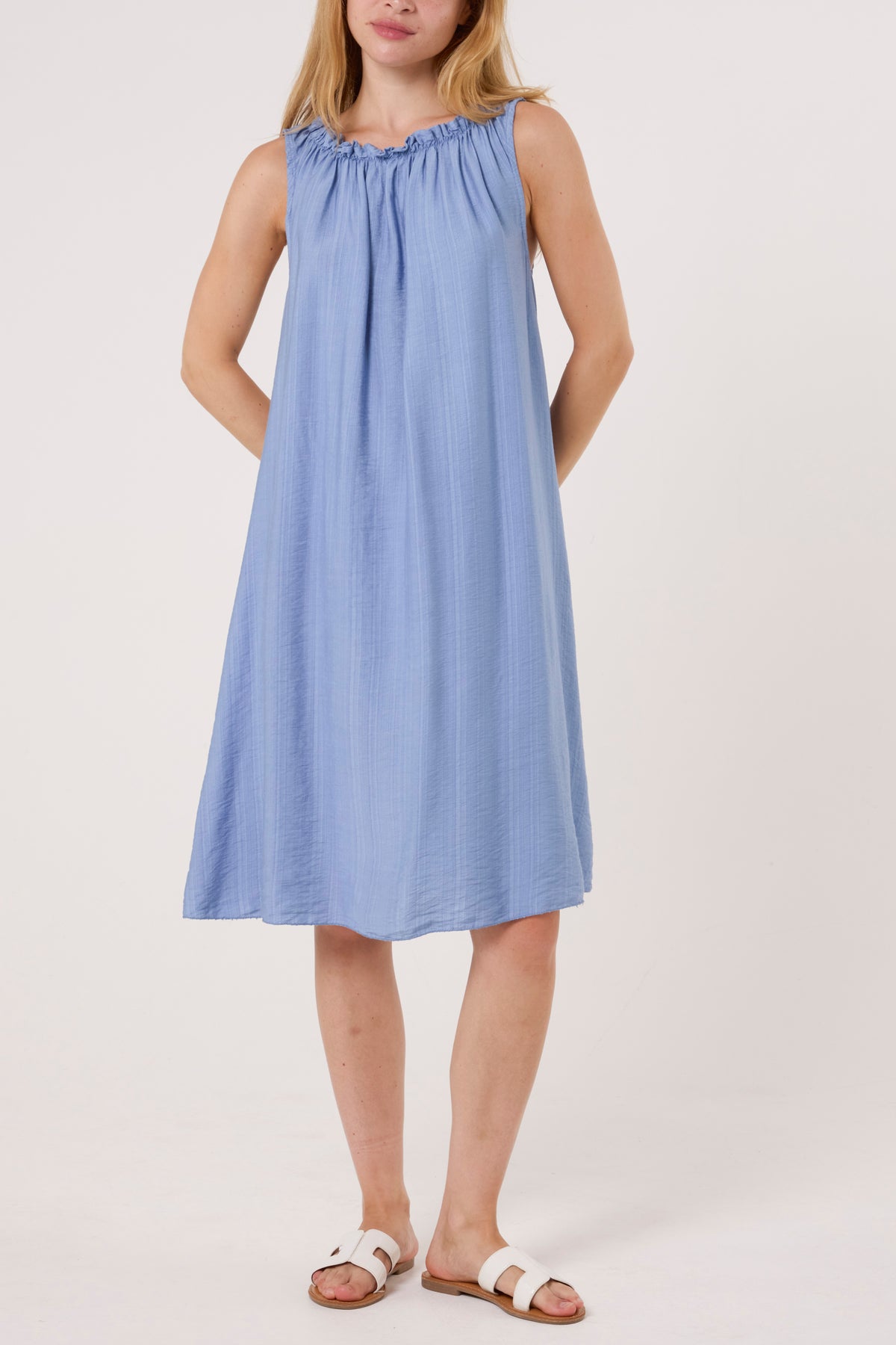 Frill Neck Detail Sleeveless Mini Dress