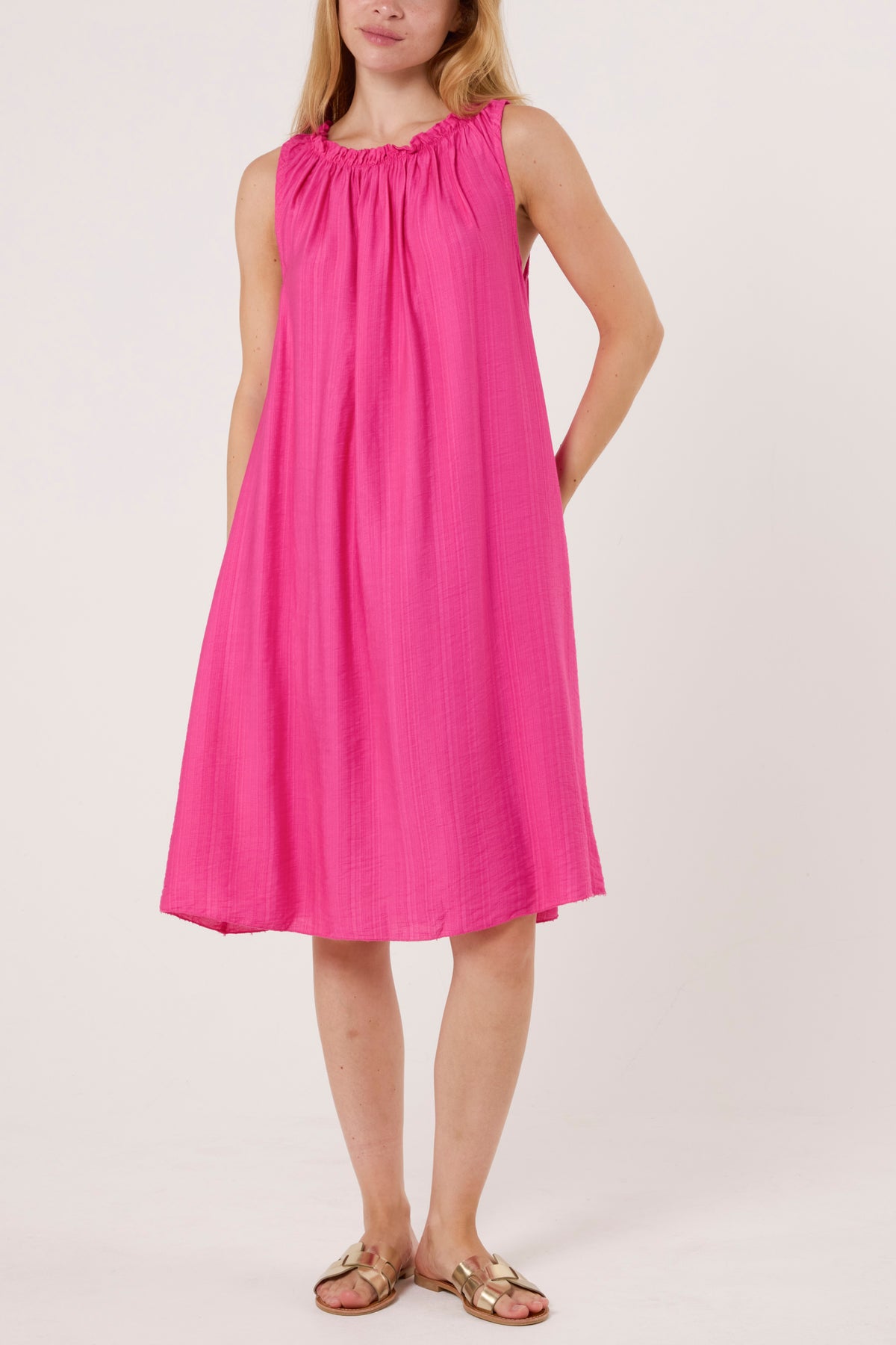 Frill Neck Detail Sleeveless Mini Dress