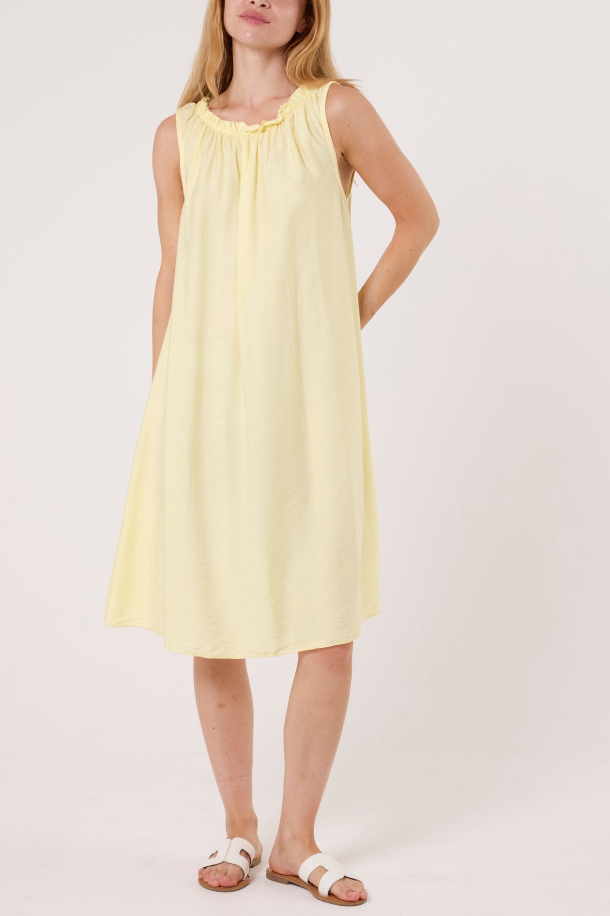 Frill Neck Detail Sleeveless Mini Dress
