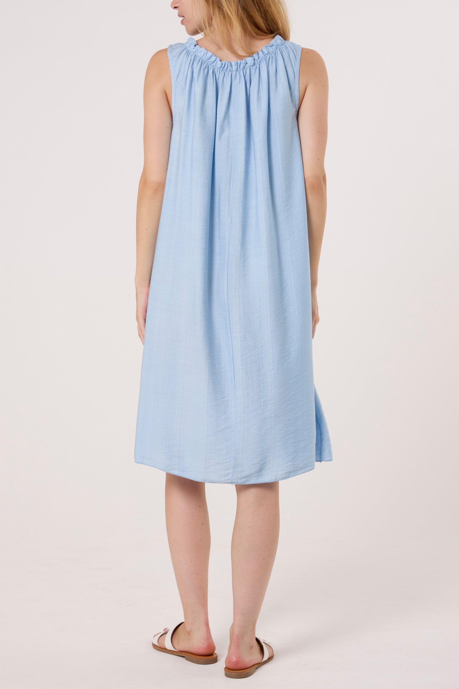 Frill Neck Detail Sleeveless Mini Dress