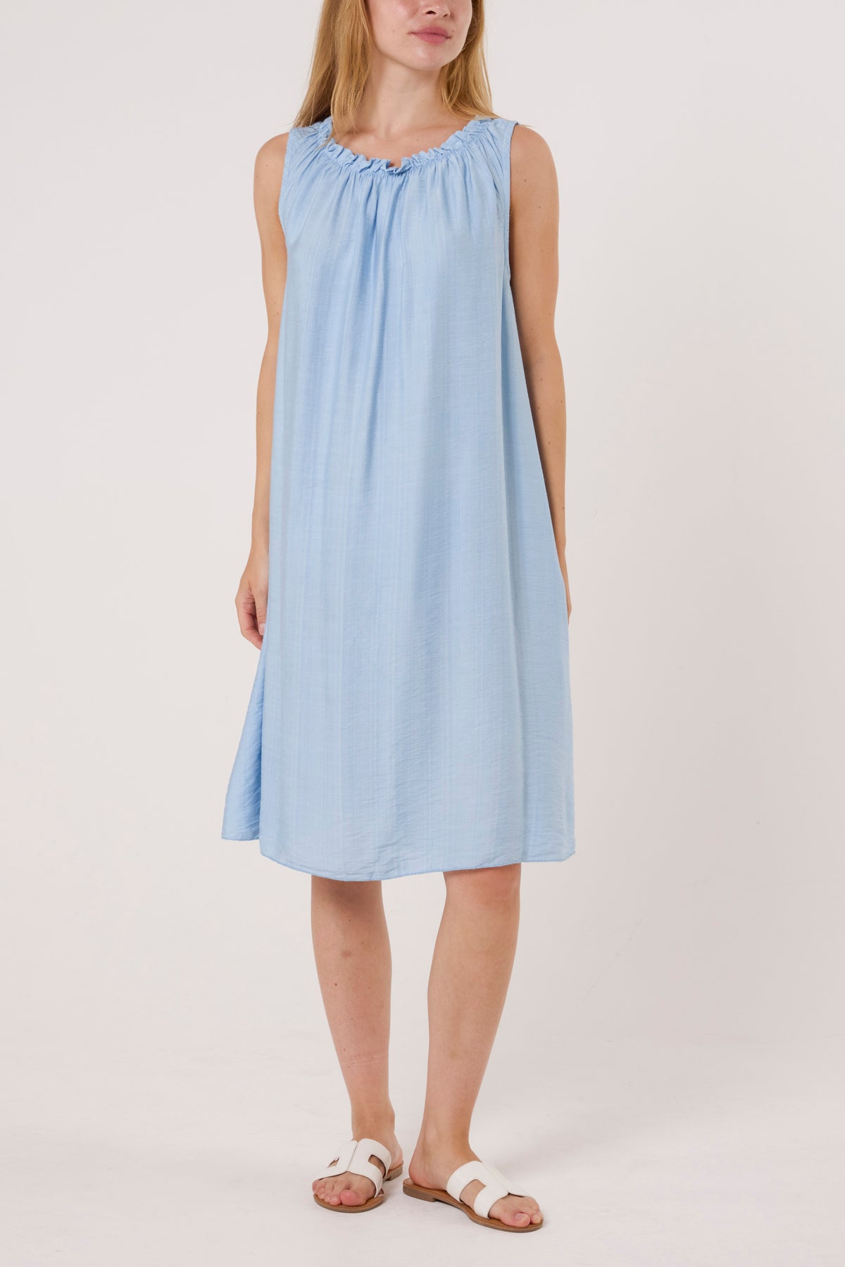 Frill Neck Detail Sleeveless Mini Dress