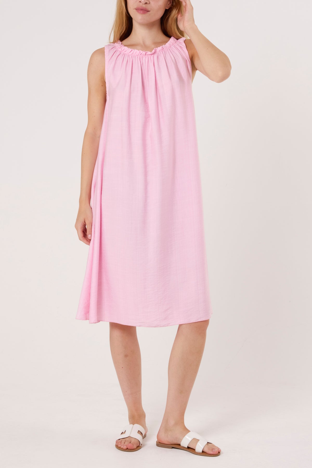 Frill Neck Detail Sleeveless Mini Dress
