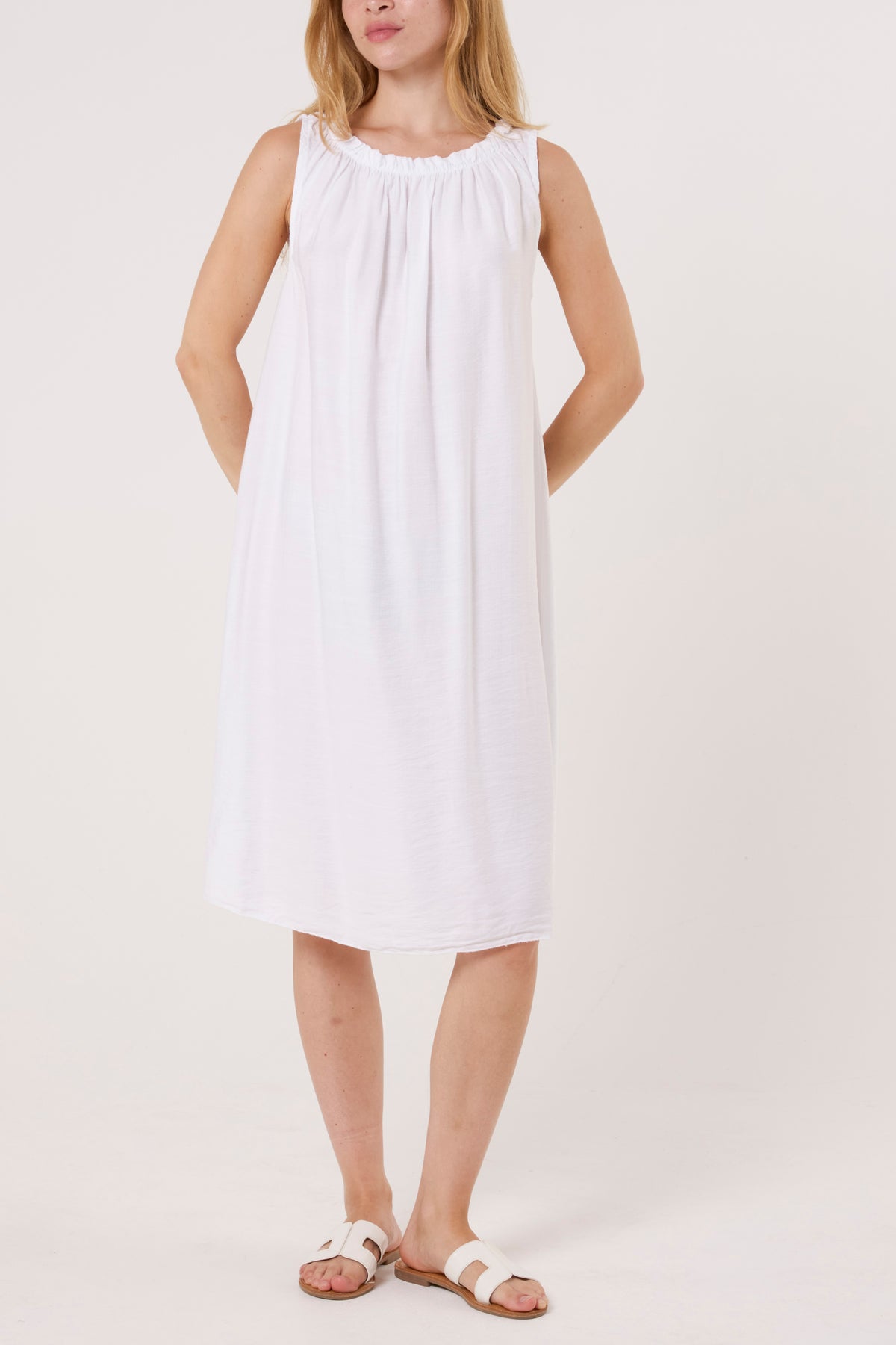 Frill Neck Detail Sleeveless Mini Dress
