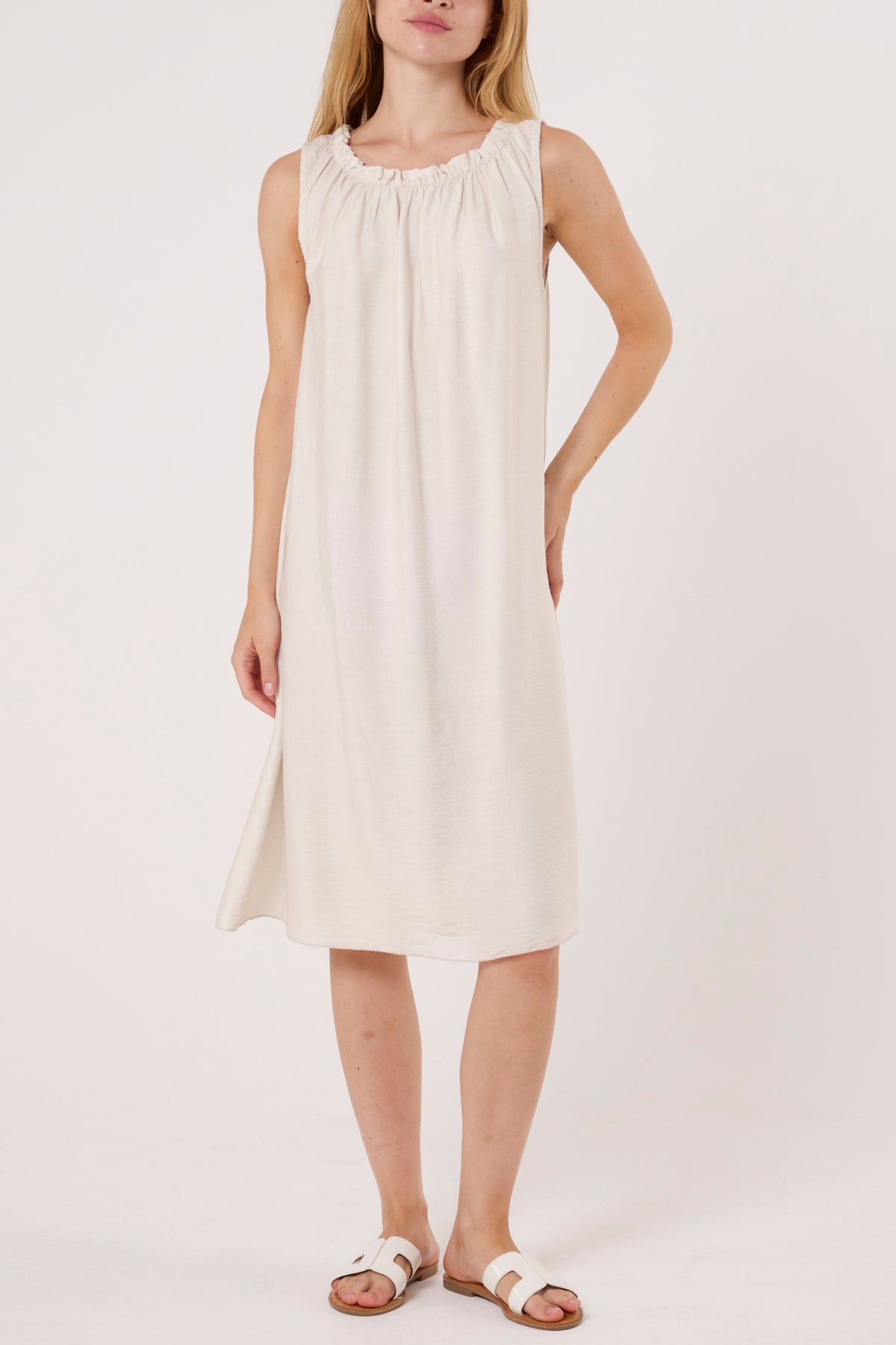 Frill Neck Detail Sleeveless Mini Dress