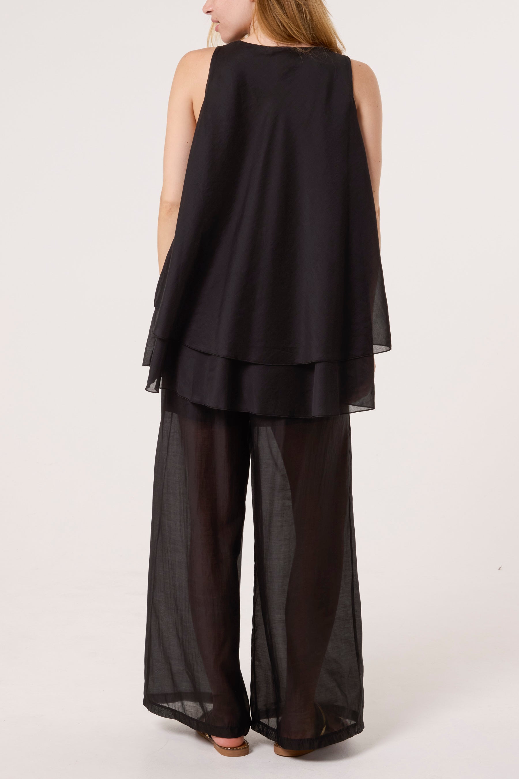 Double Layer Sheer Top & Trousers Set