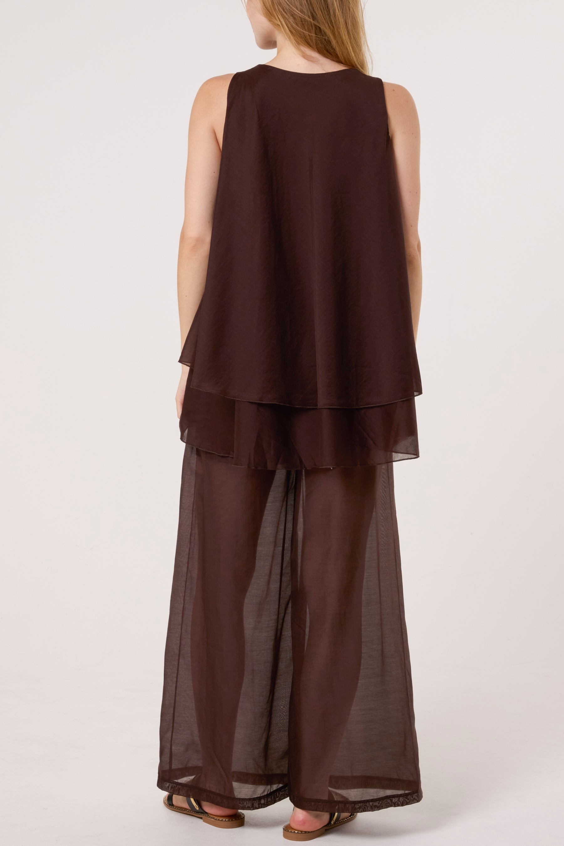 Double Layer Sheer Top & Trousers Set